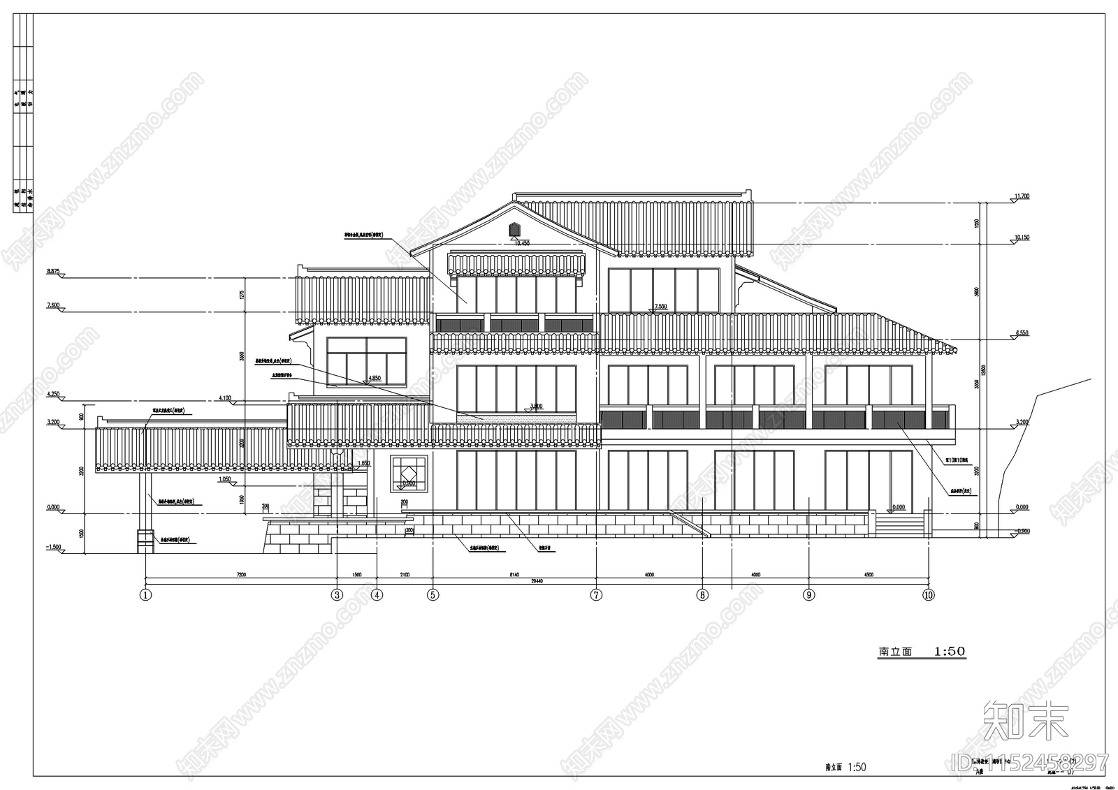 江南民居建筑cad施工图下载【ID:1152458297】