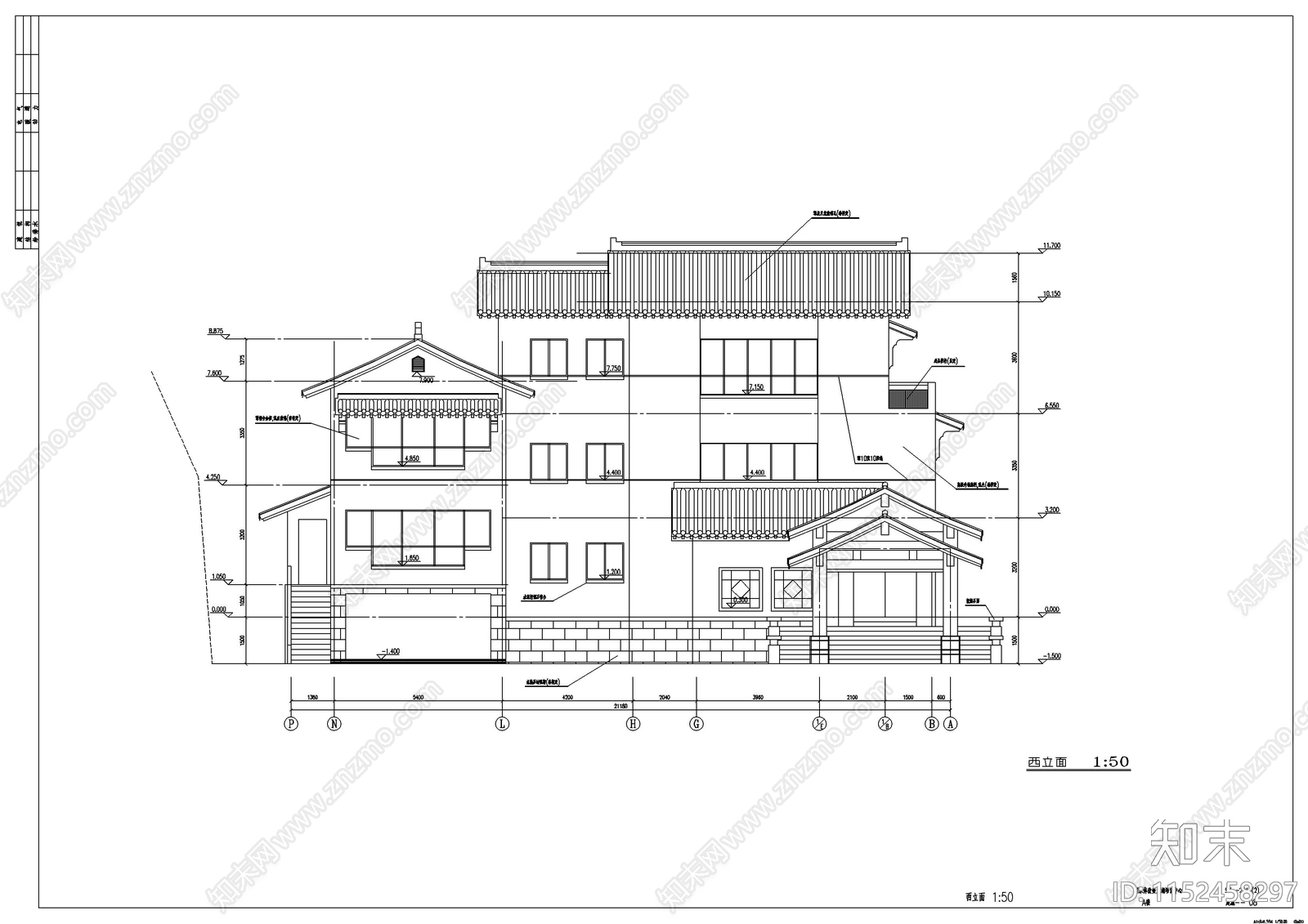 江南民居建筑cad施工图下载【ID:1152458297】