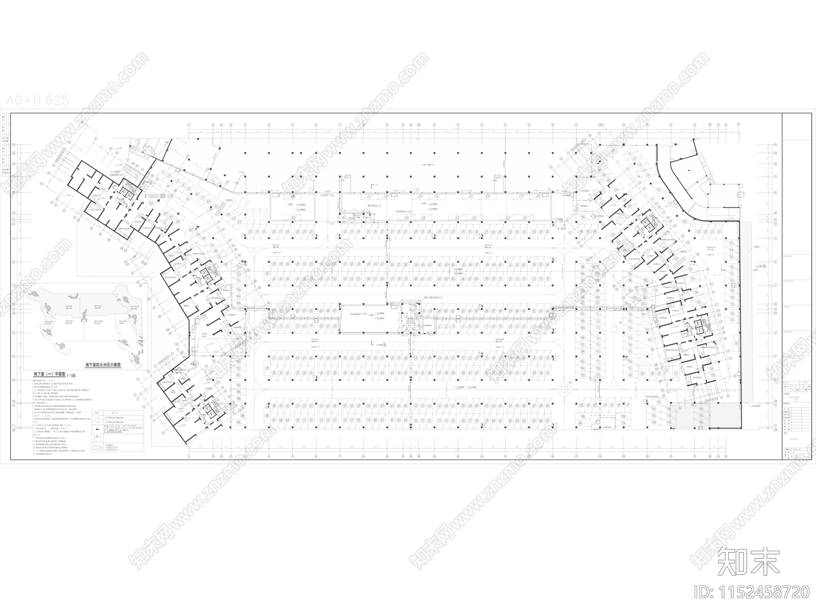 厦门某住宅区地下室及商业部分建筑cad施工图下载【ID:1152458720】