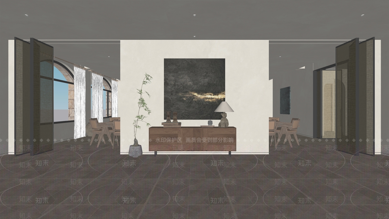 侘寂民宿餐厅SU模型下载【ID:1152460328】