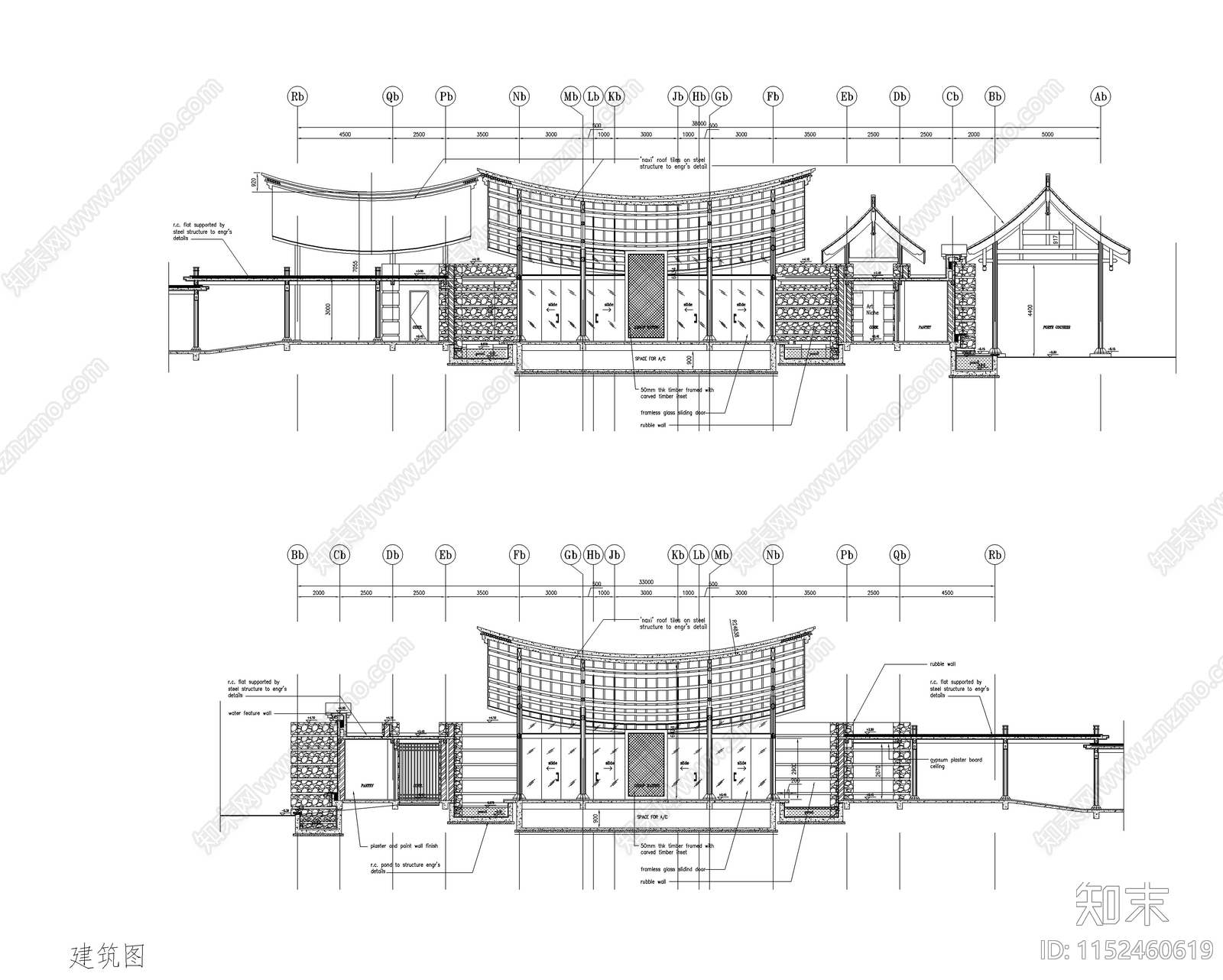 中式丽江怡榕庄建筑及结构图cad施工图下载【ID:1152460619】
