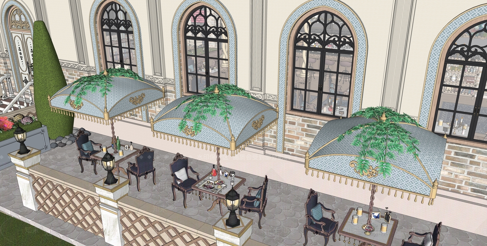 欧式酒店宴会厅SU模型下载【ID:1152461515】