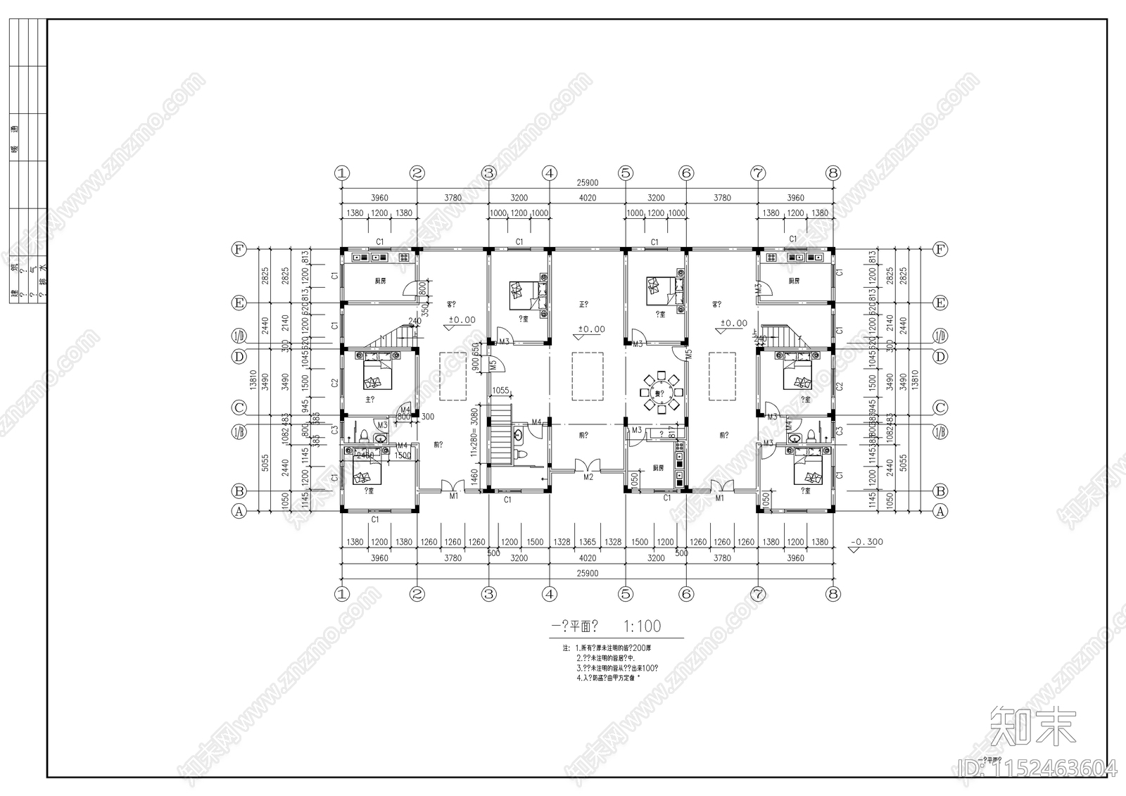 现代广东农村客家民居楼建筑cad施工图下载【ID:1152463604】