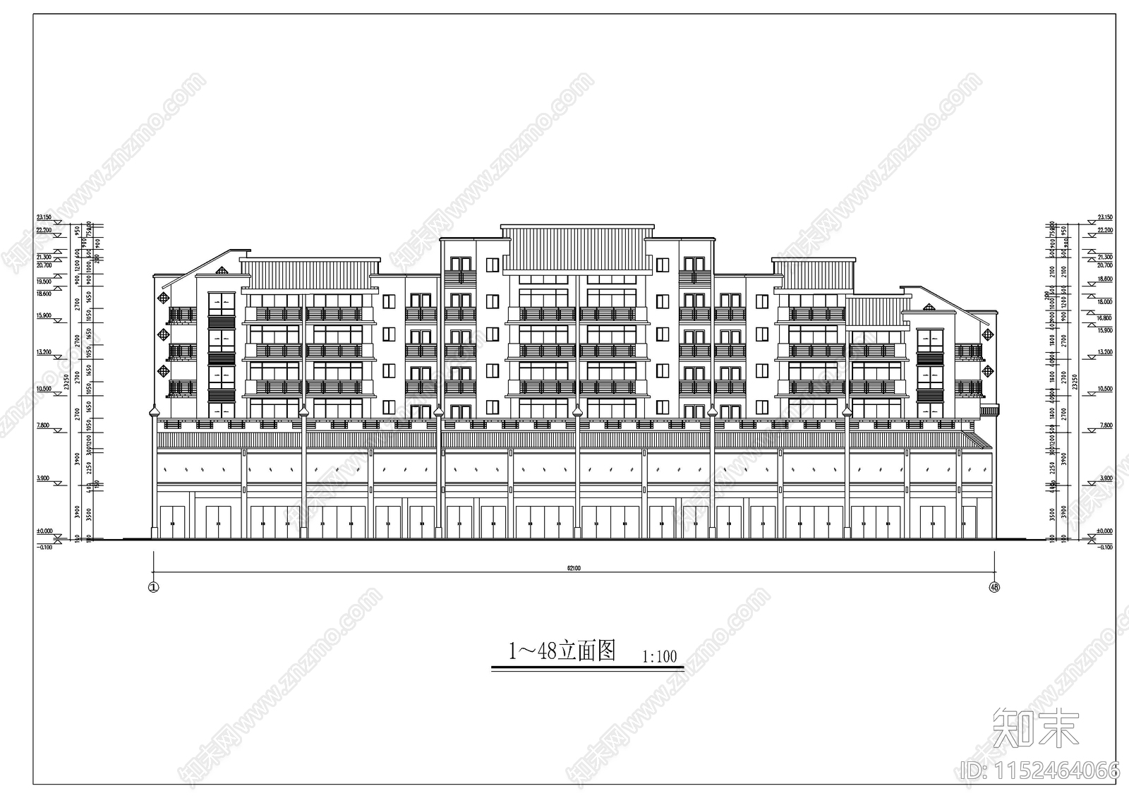 现代商住民居楼cad施工图下载【ID:1152464066】