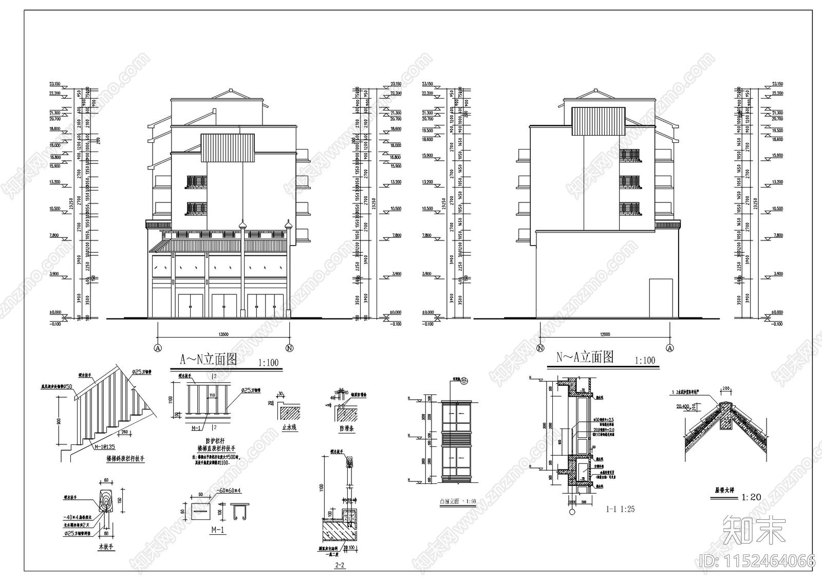 现代商住民居楼cad施工图下载【ID:1152464066】