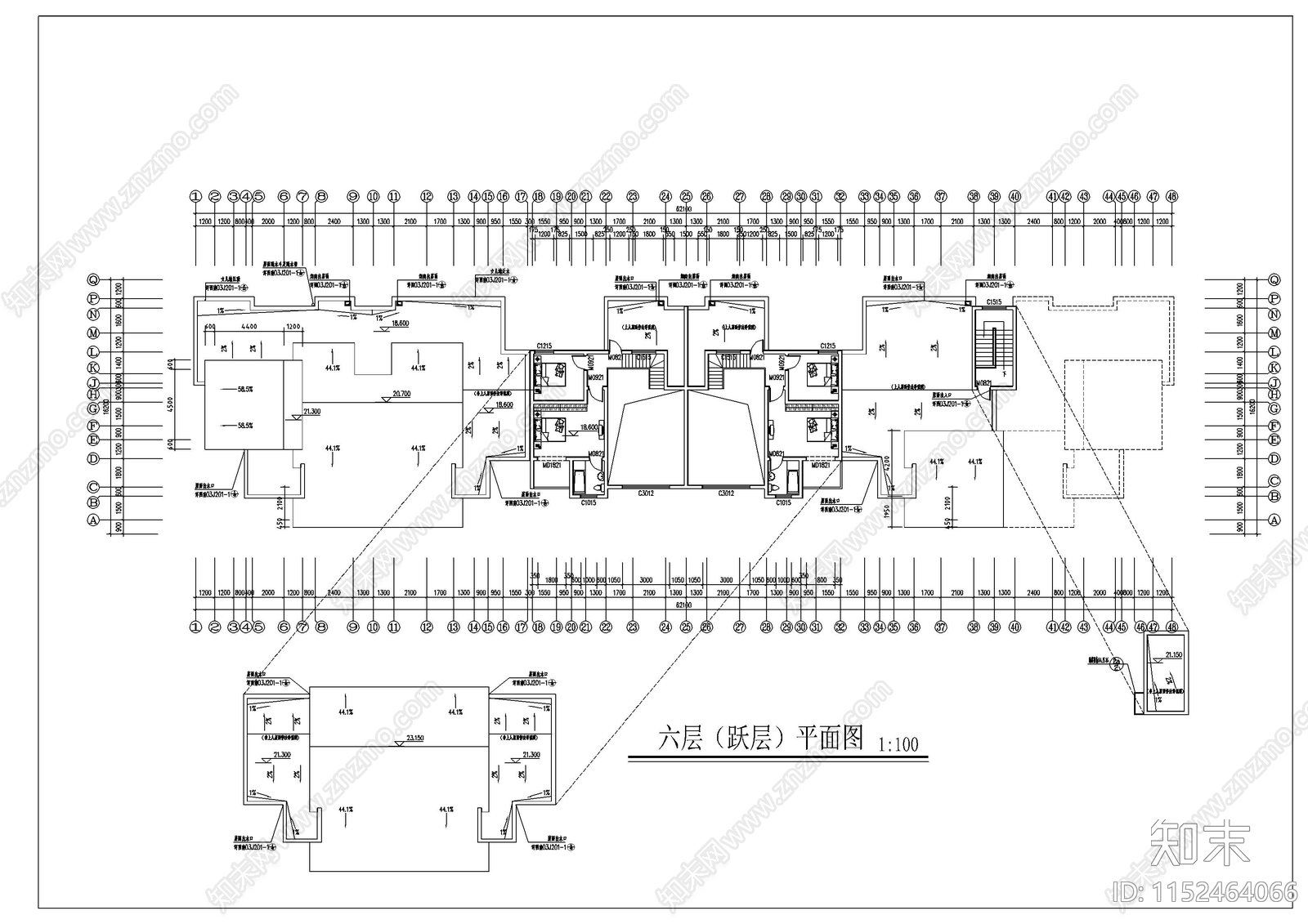 现代商住民居楼cad施工图下载【ID:1152464066】