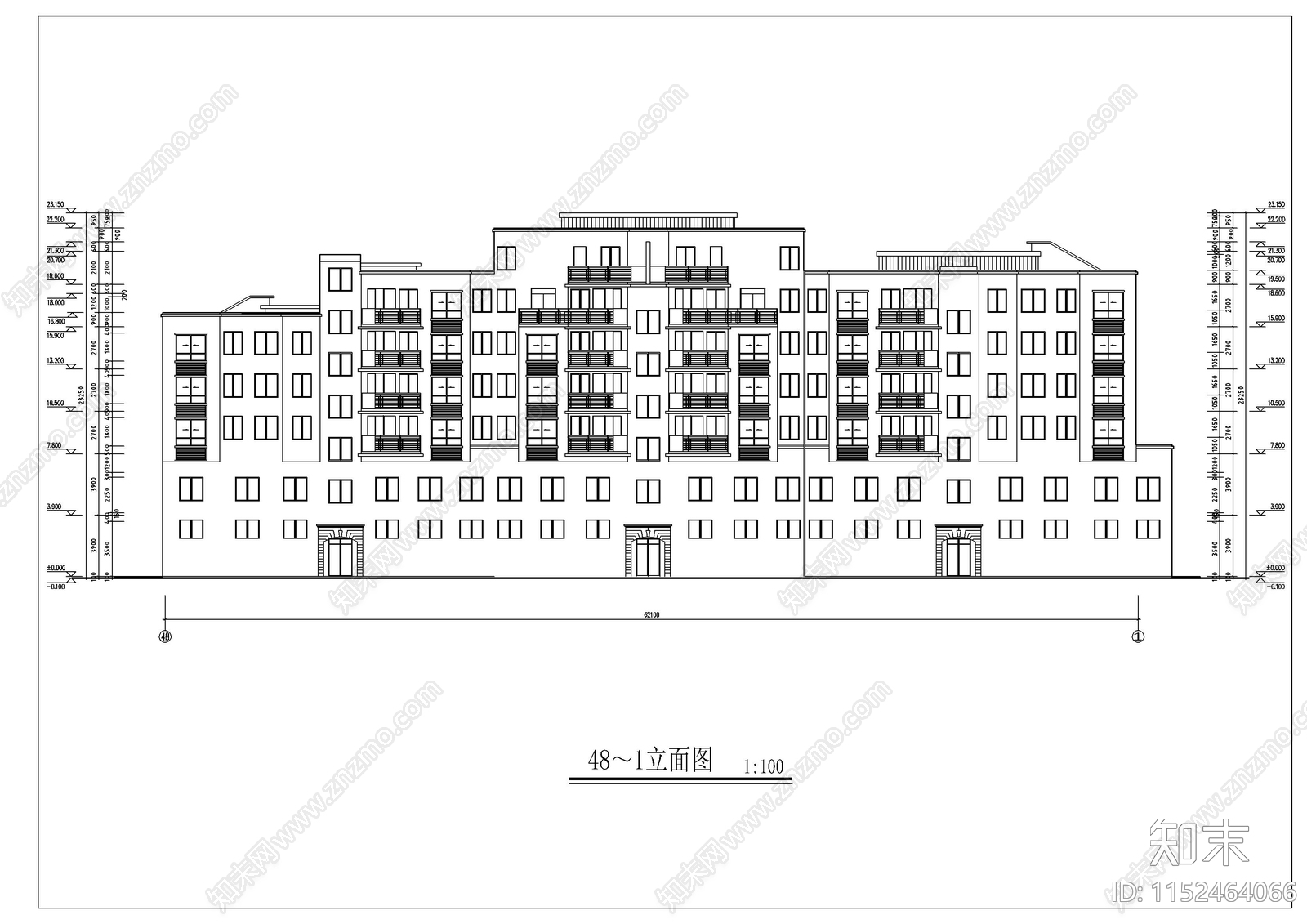 现代商住民居楼cad施工图下载【ID:1152464066】