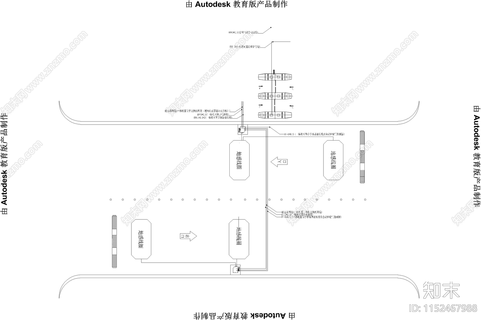 停车场车牌识别人行道闸系统布线图施工图下载【ID:1152467988】