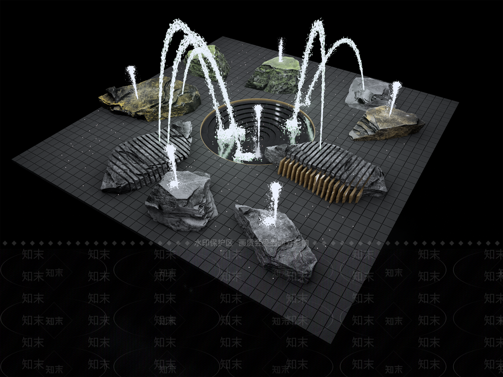 现代涌泉景观SU模型下载【ID:1152469158】