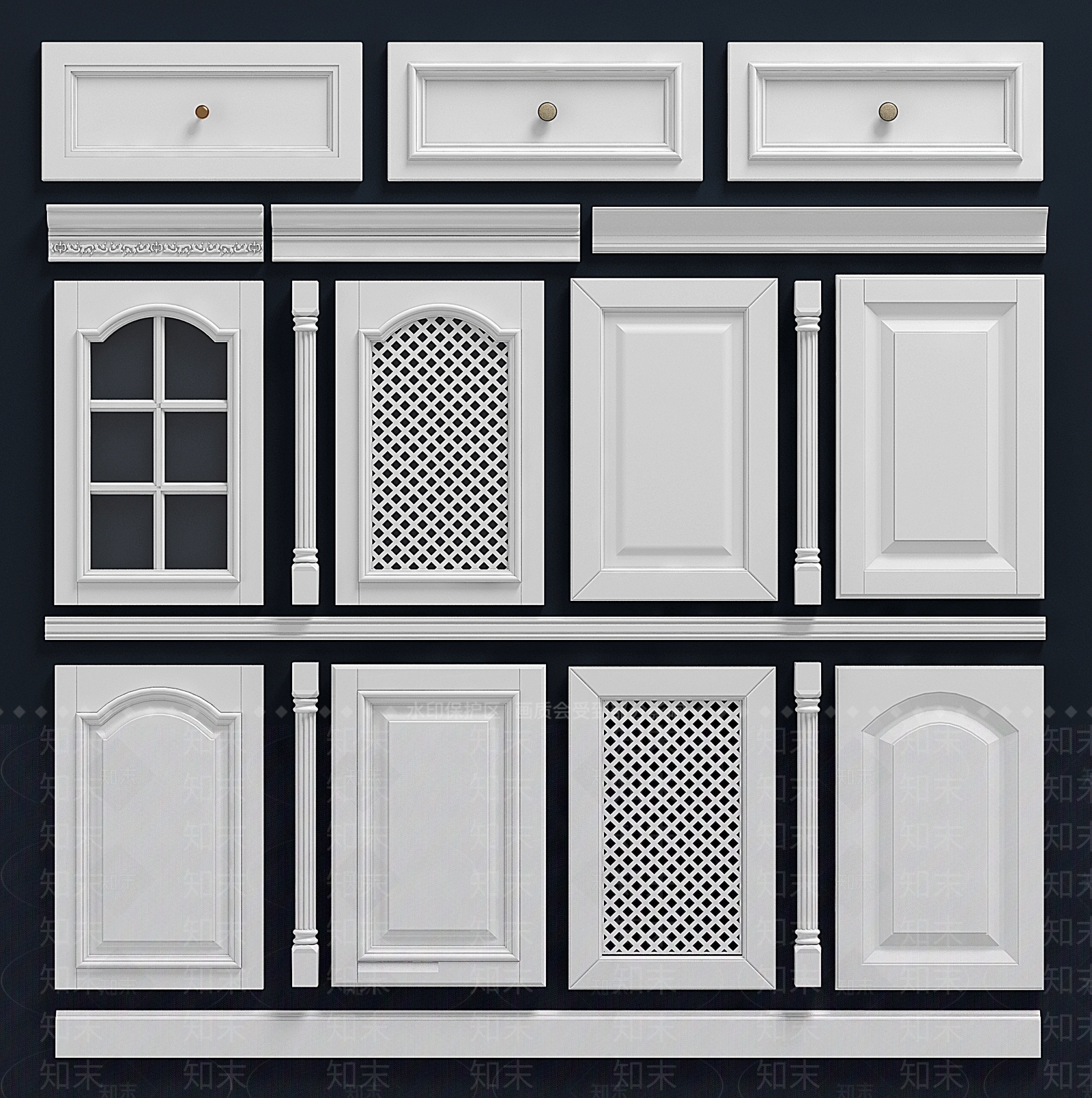 简欧门板3D模型下载【ID:1152470132】