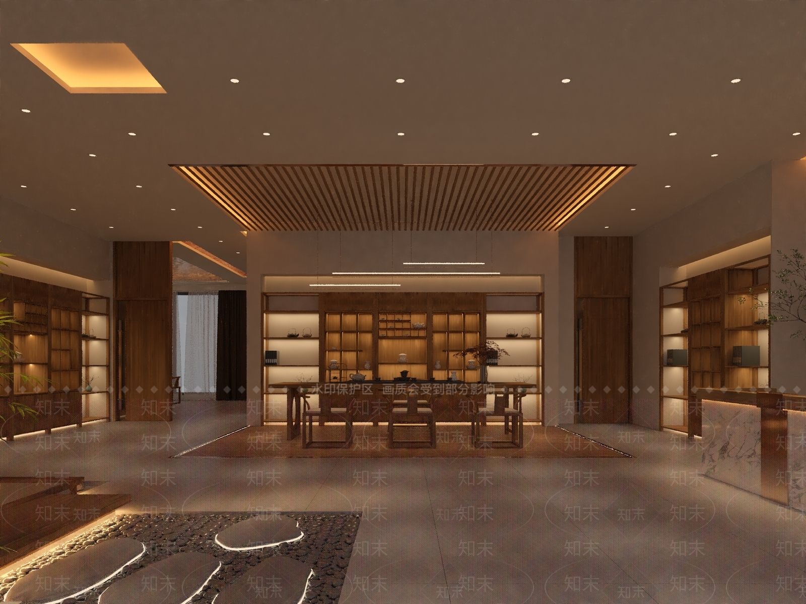 新中式茶室3D模型下载【ID:1152472811】
