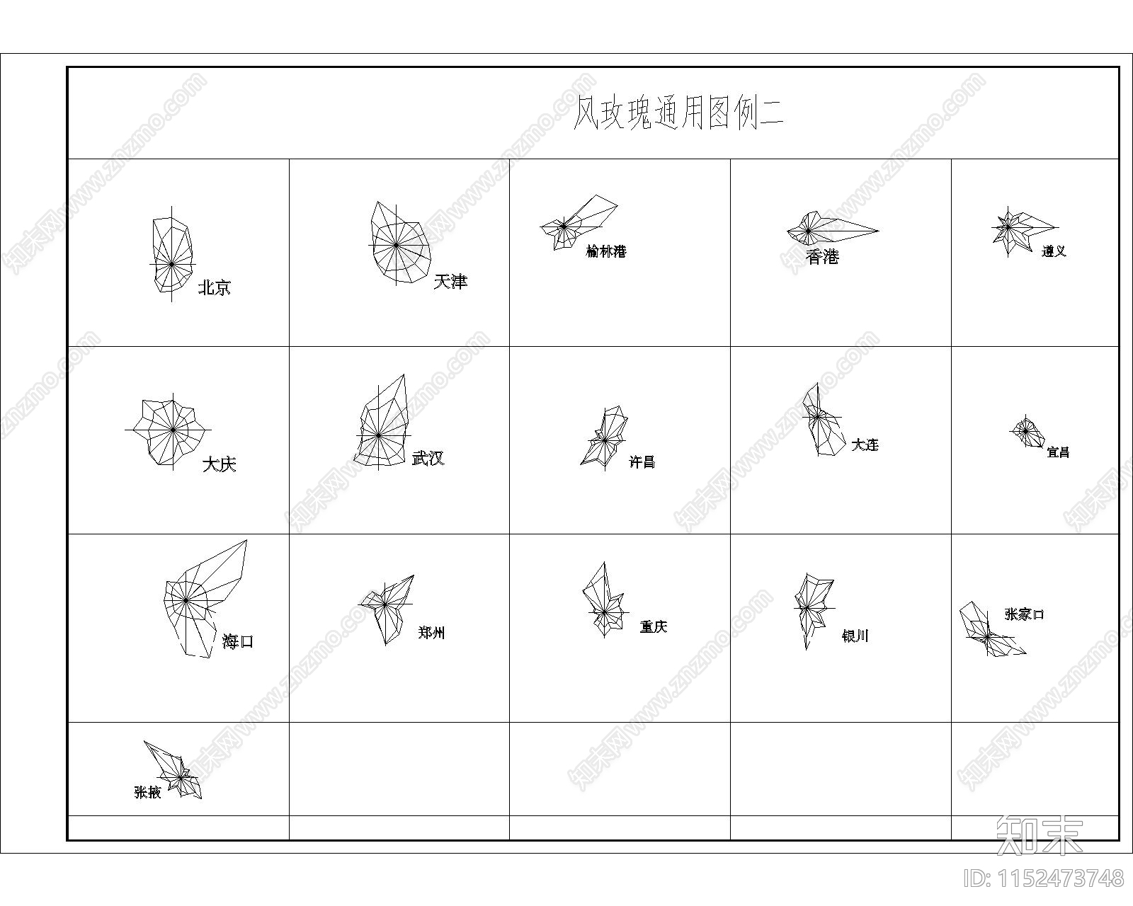 风玫瑰通用图例cad施工图下载【ID:1152473748】
