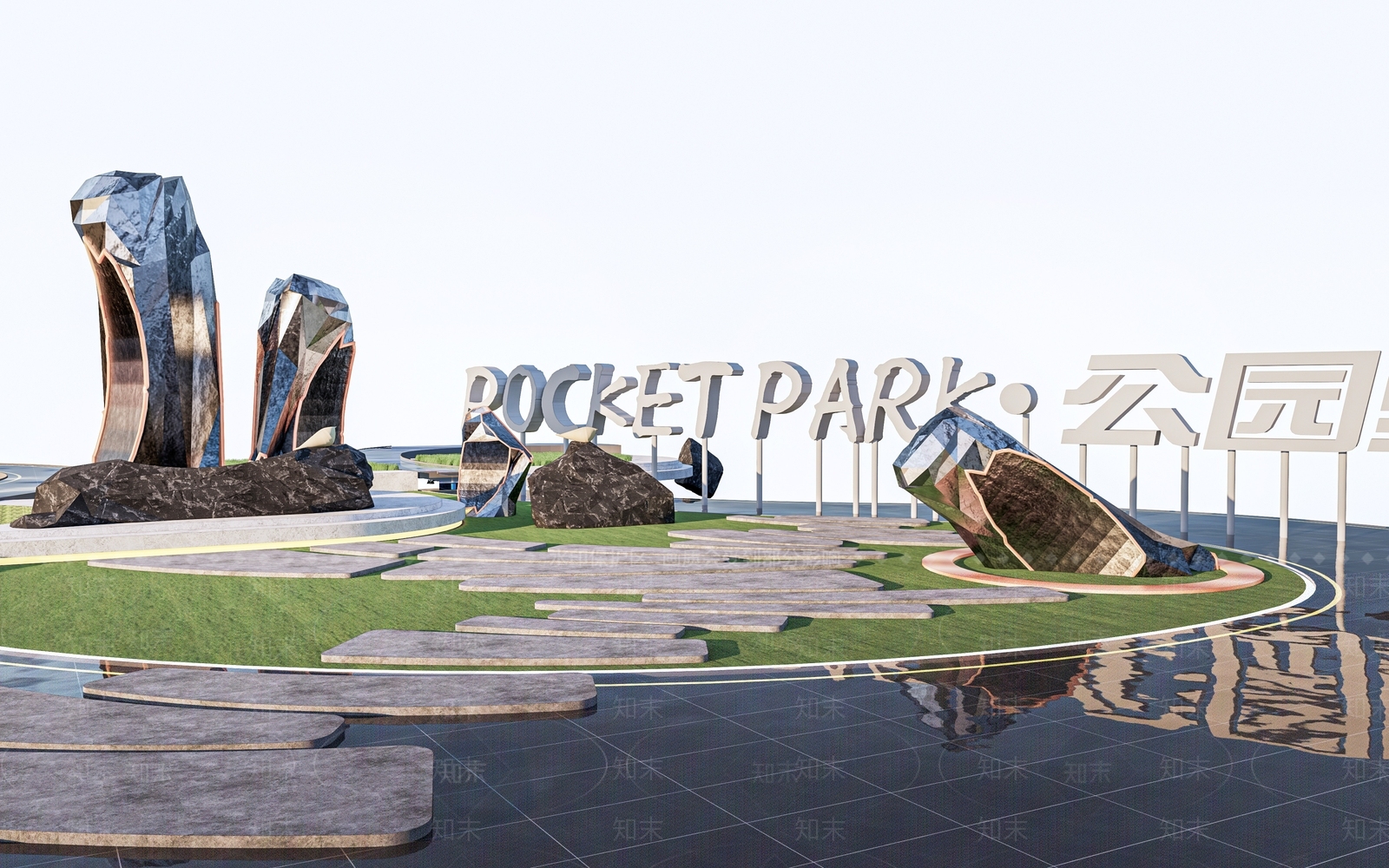 现代景观雕塑小品3D模型下载【ID:1152553721】