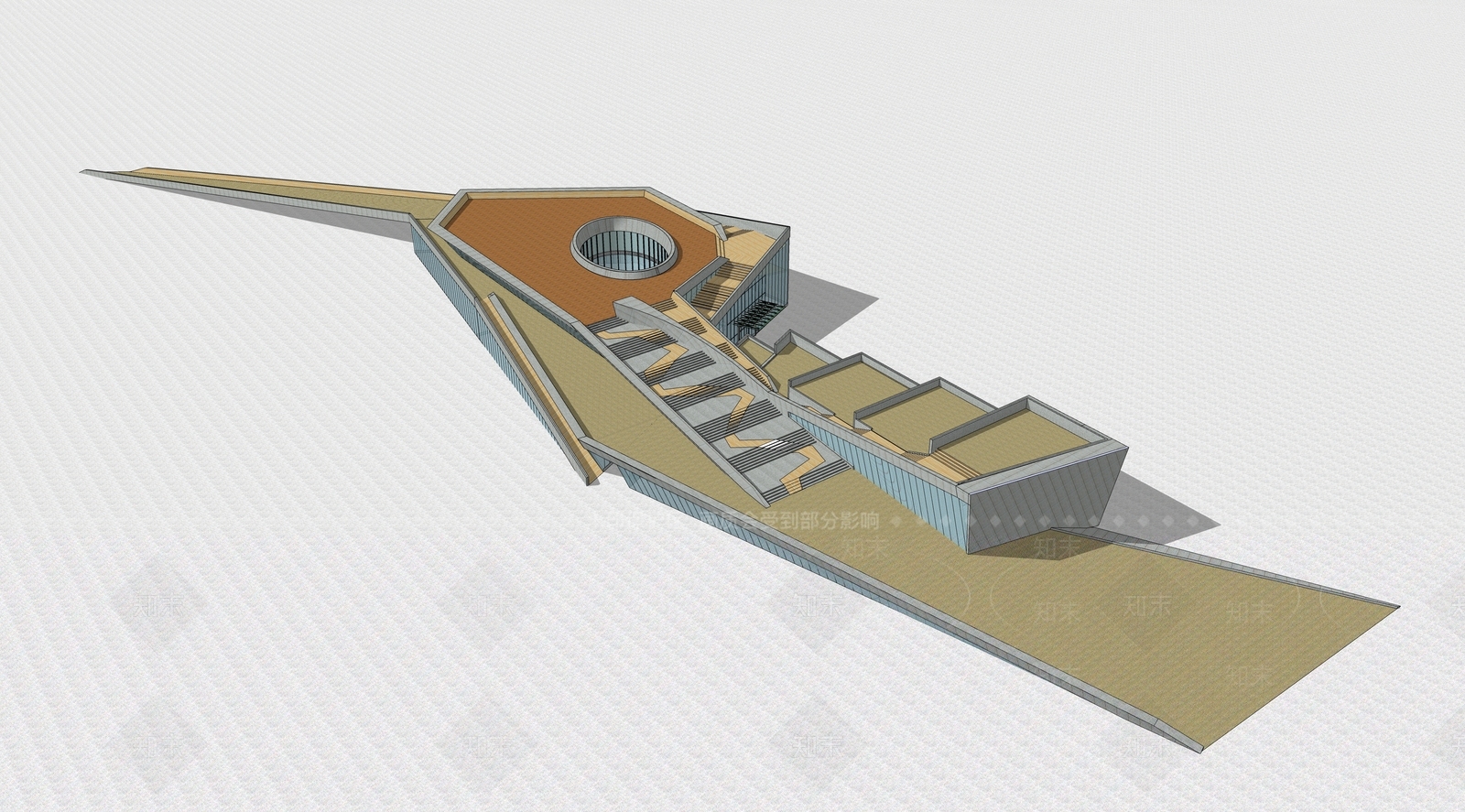 现代展览馆建筑SU模型下载【ID:1152478037】
