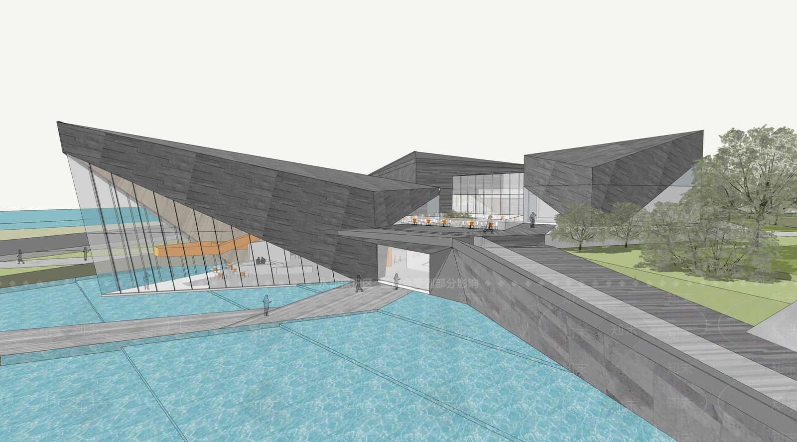 现代展览馆建筑SU模型下载【ID:1152478552】