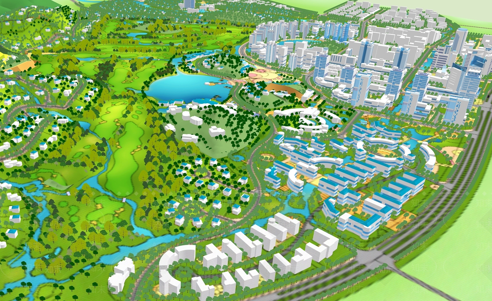 现代大型城市规划SU模型下载【ID:1152482172】