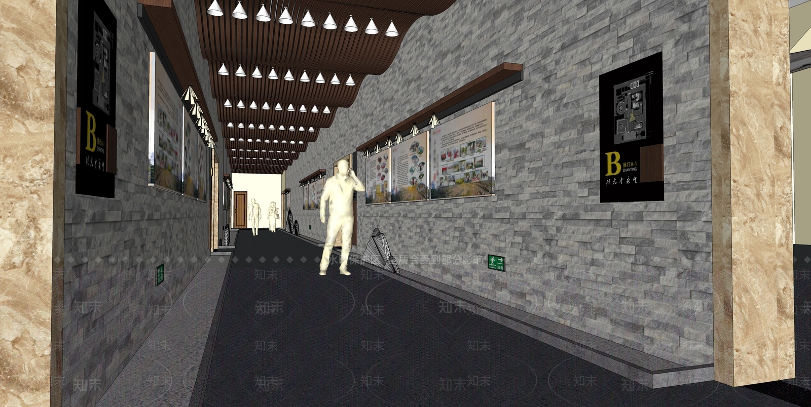 现代红色文化党建展厅过道SU模型下载【ID:1152483062】