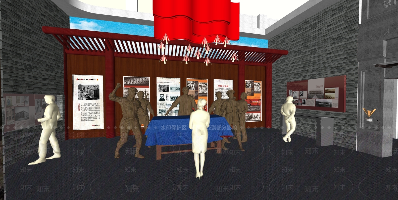 现代红色文化党建展厅SU模型下载【ID:1152483278】