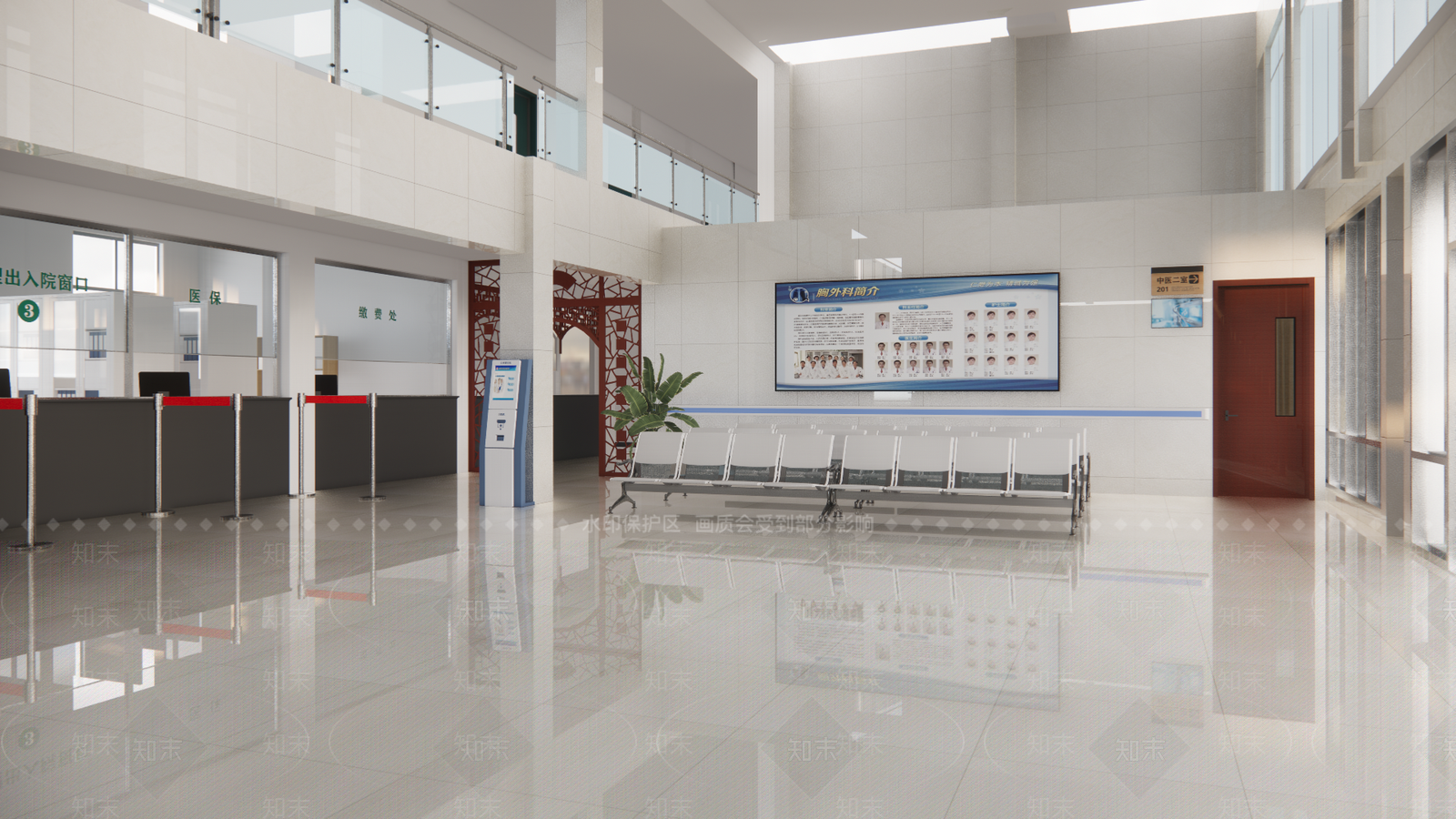 现代医院大厅SU模型下载【ID:1152486160】