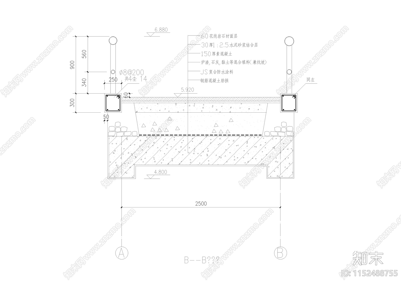 园桥栏杆景观大样图施工图下载【ID:1152488755】