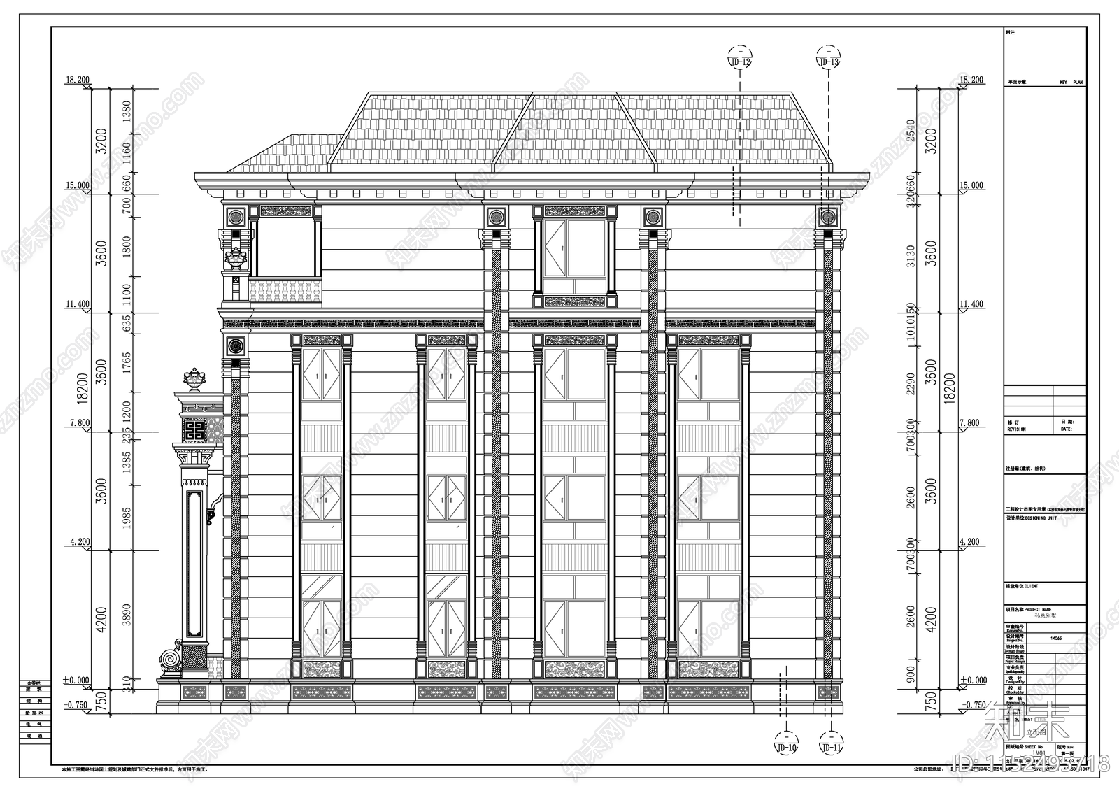 别墅建筑cad施工图下载【ID:1152495718】