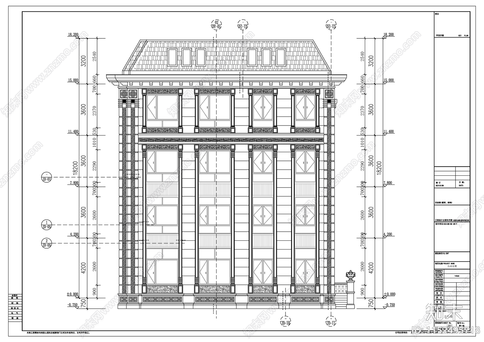 别墅建筑cad施工图下载【ID:1152495718】