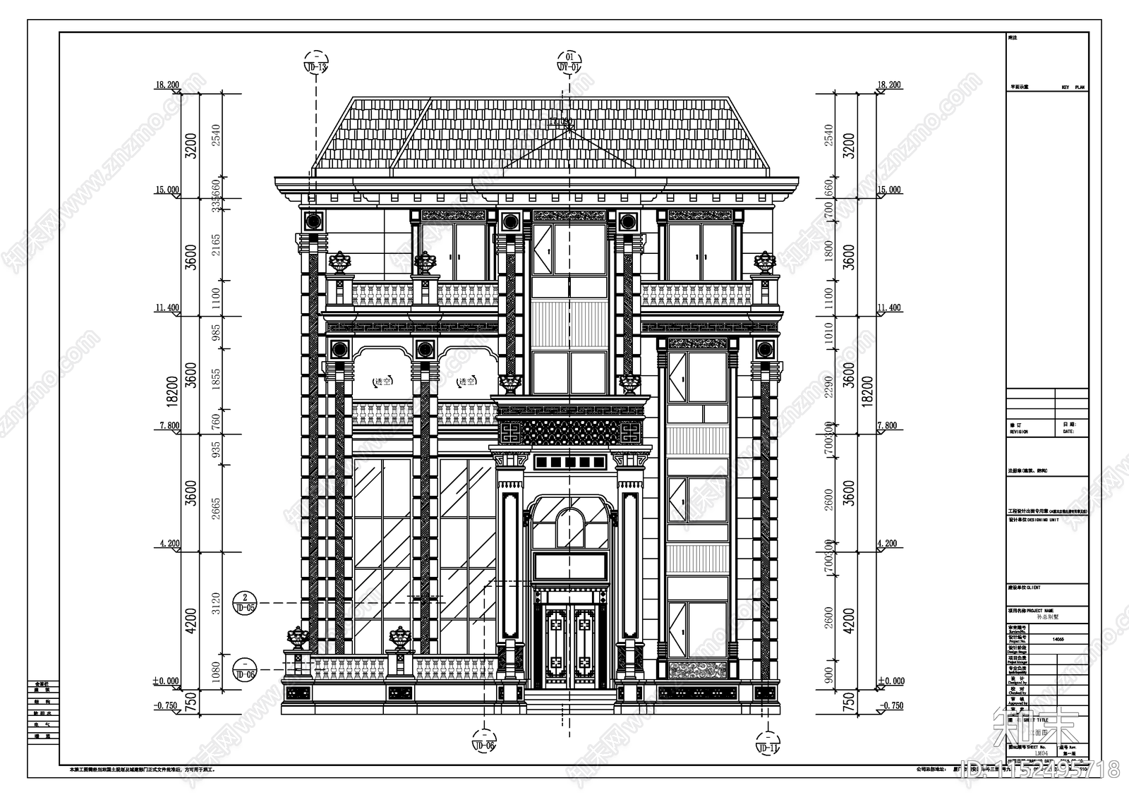 别墅建筑cad施工图下载【ID:1152495718】