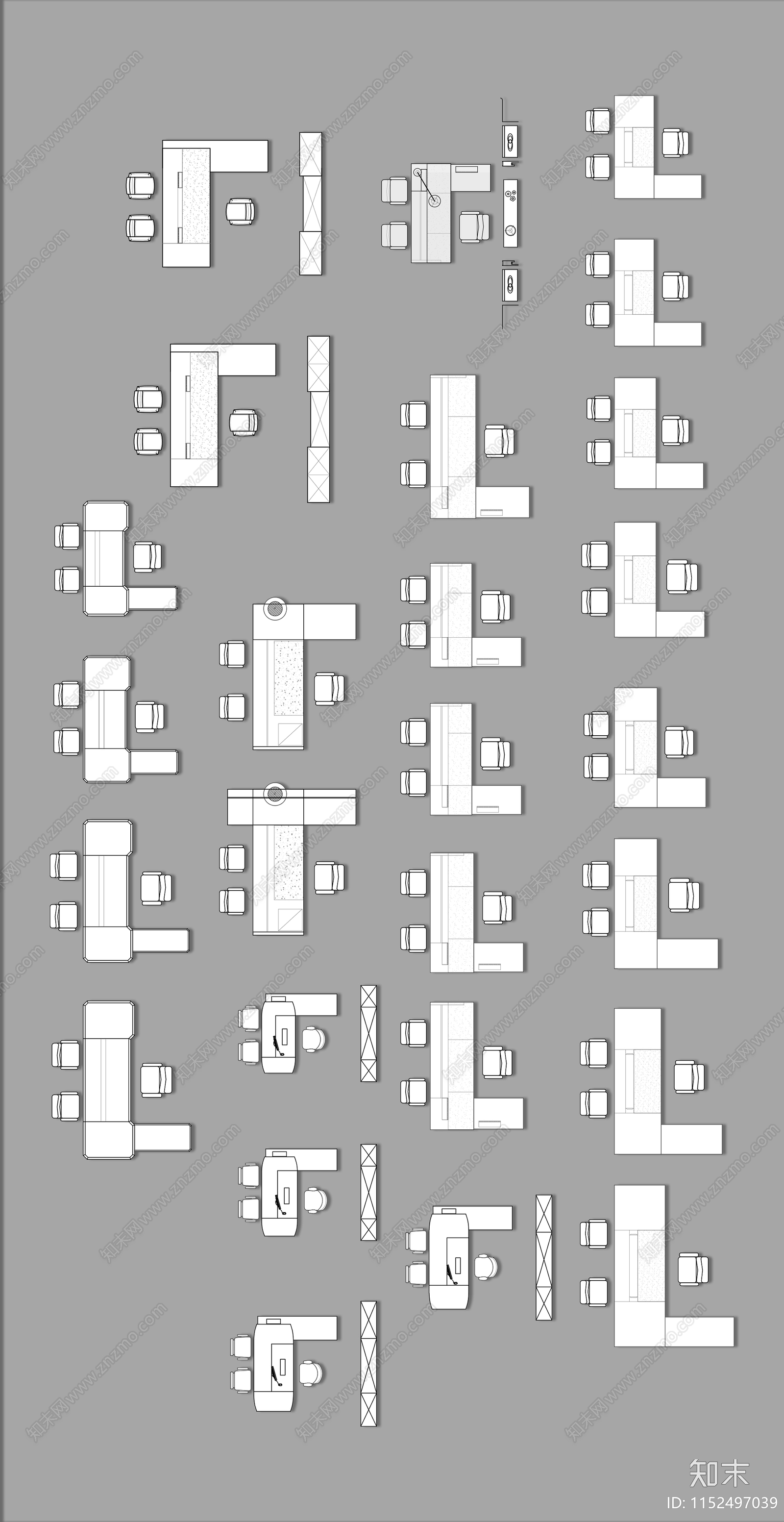 老板经理主管办公桌图库施工图下载【ID:1152497039】
