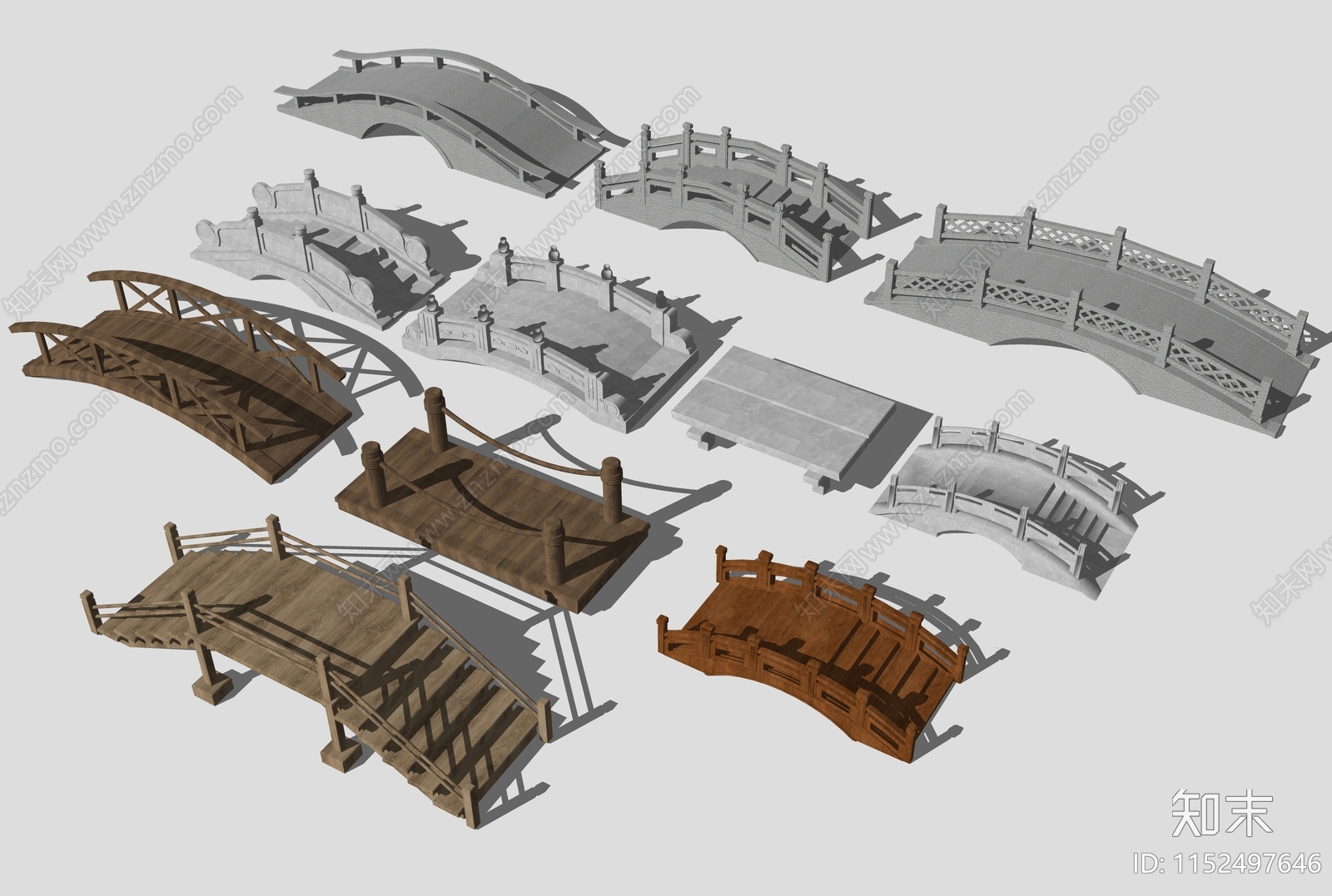 新中式景观桥SU模型下载【ID:1152497646】