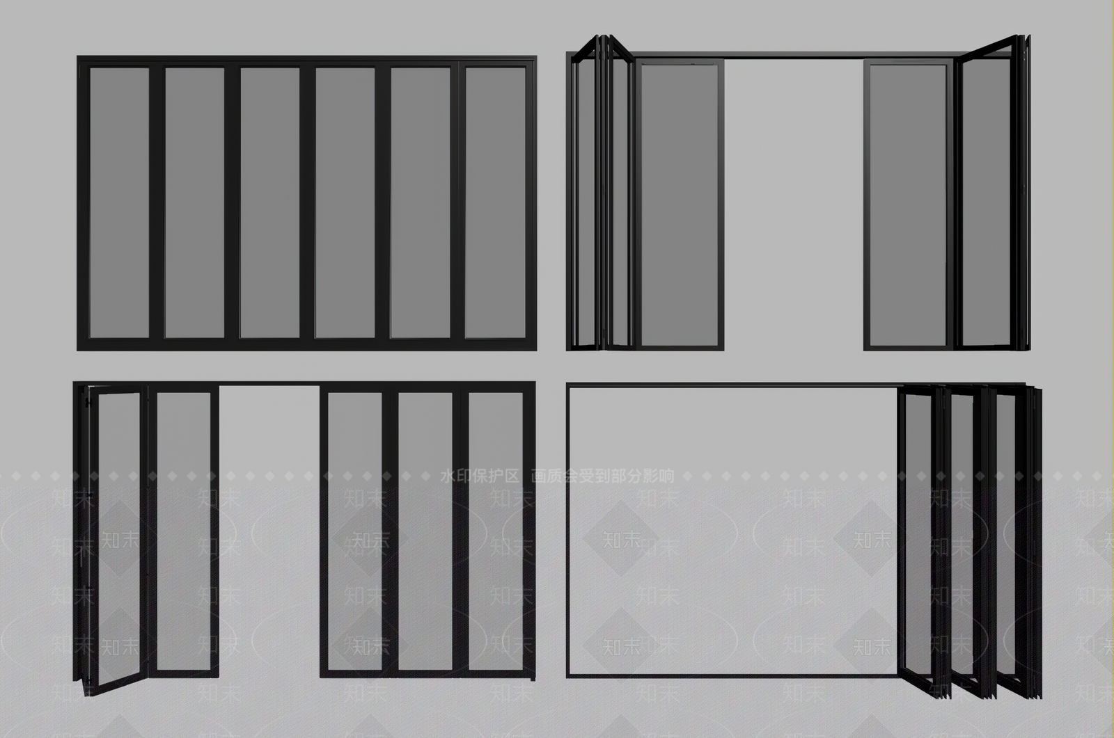 现代折叠门SU模型下载【ID:1152498841】