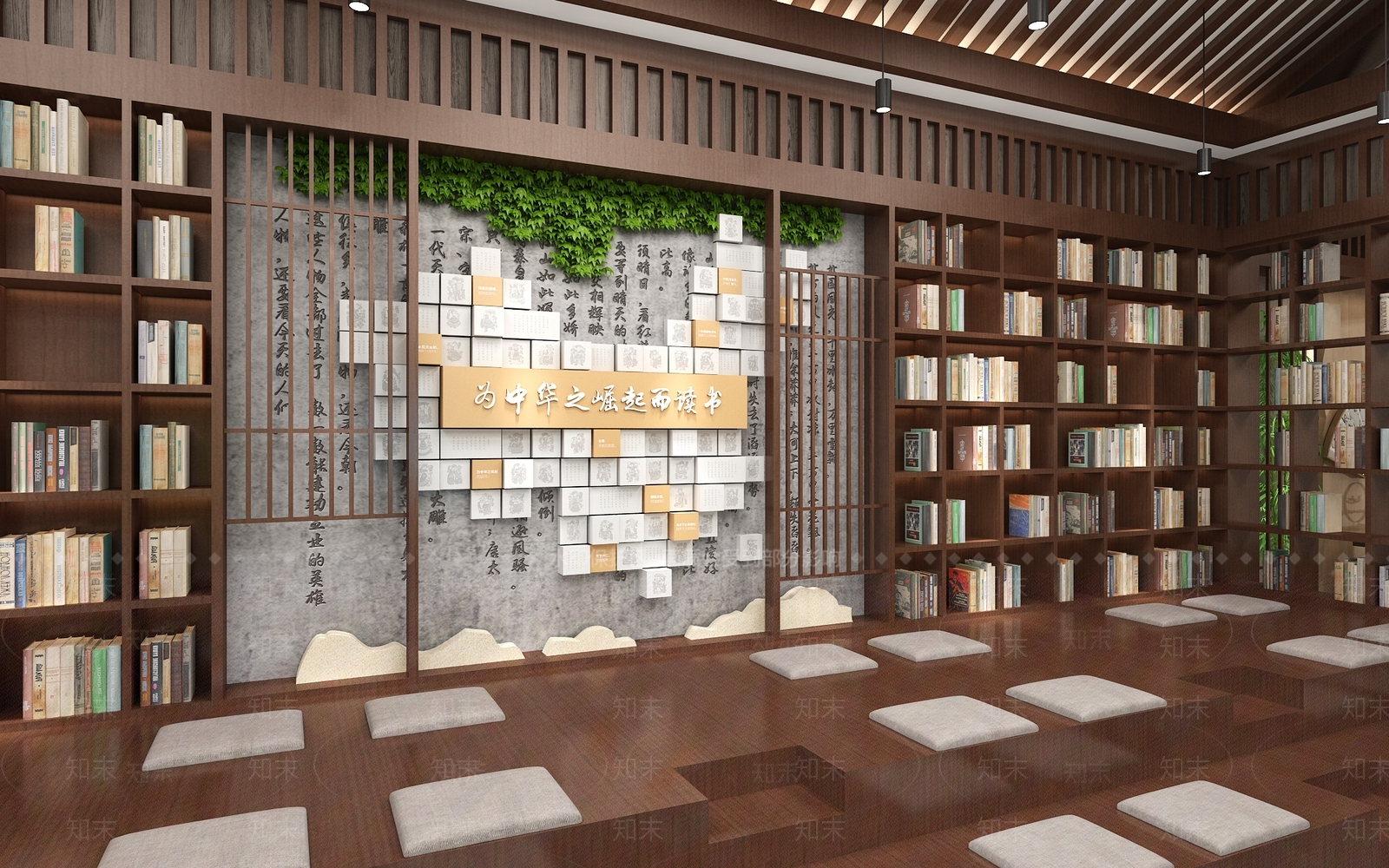 中式图书馆3D模型下载【ID:1214285488】