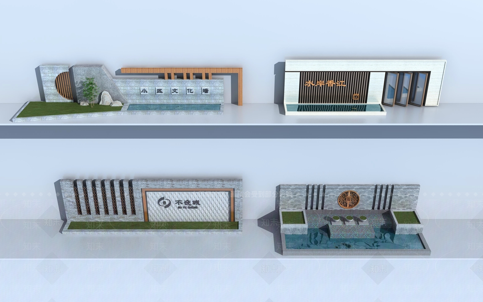 新中式景墙3D模型下载【ID:1152513101】