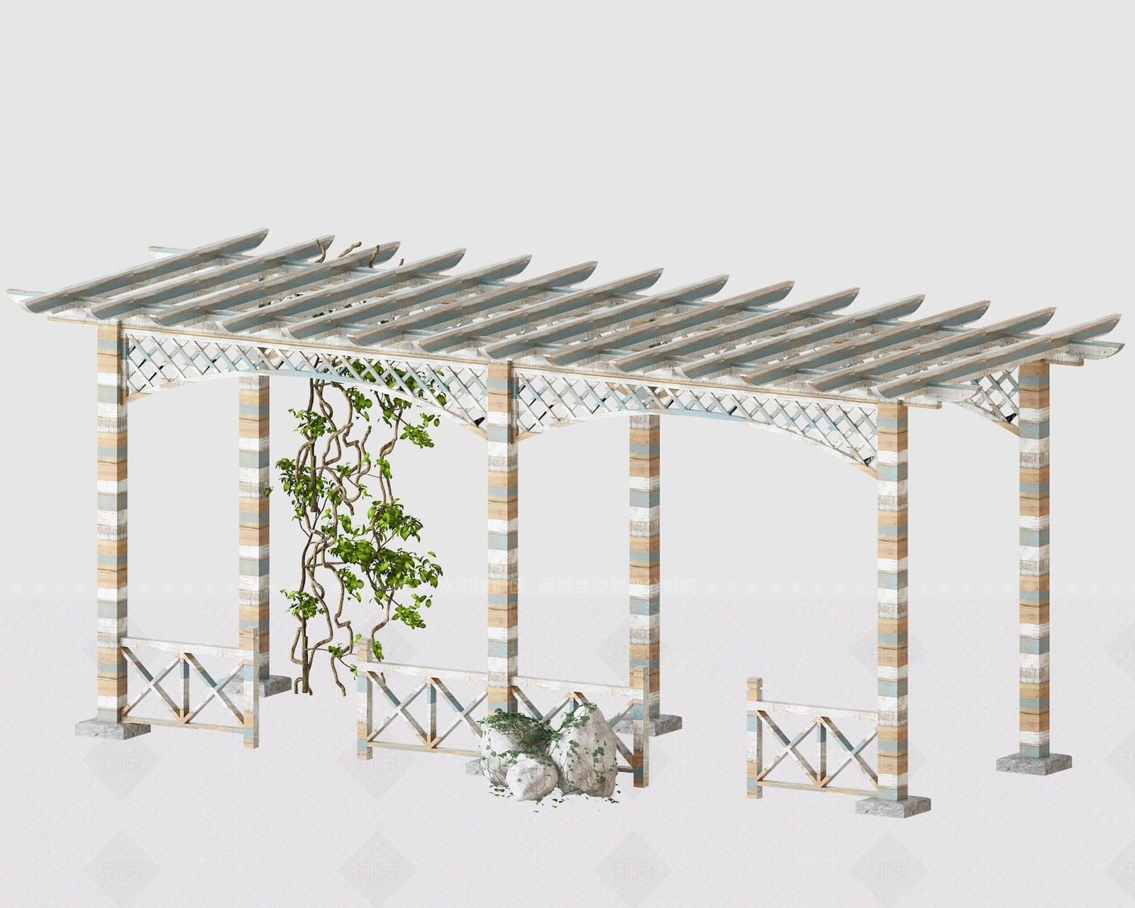 现代廊架3D模型下载【ID:1152505092】