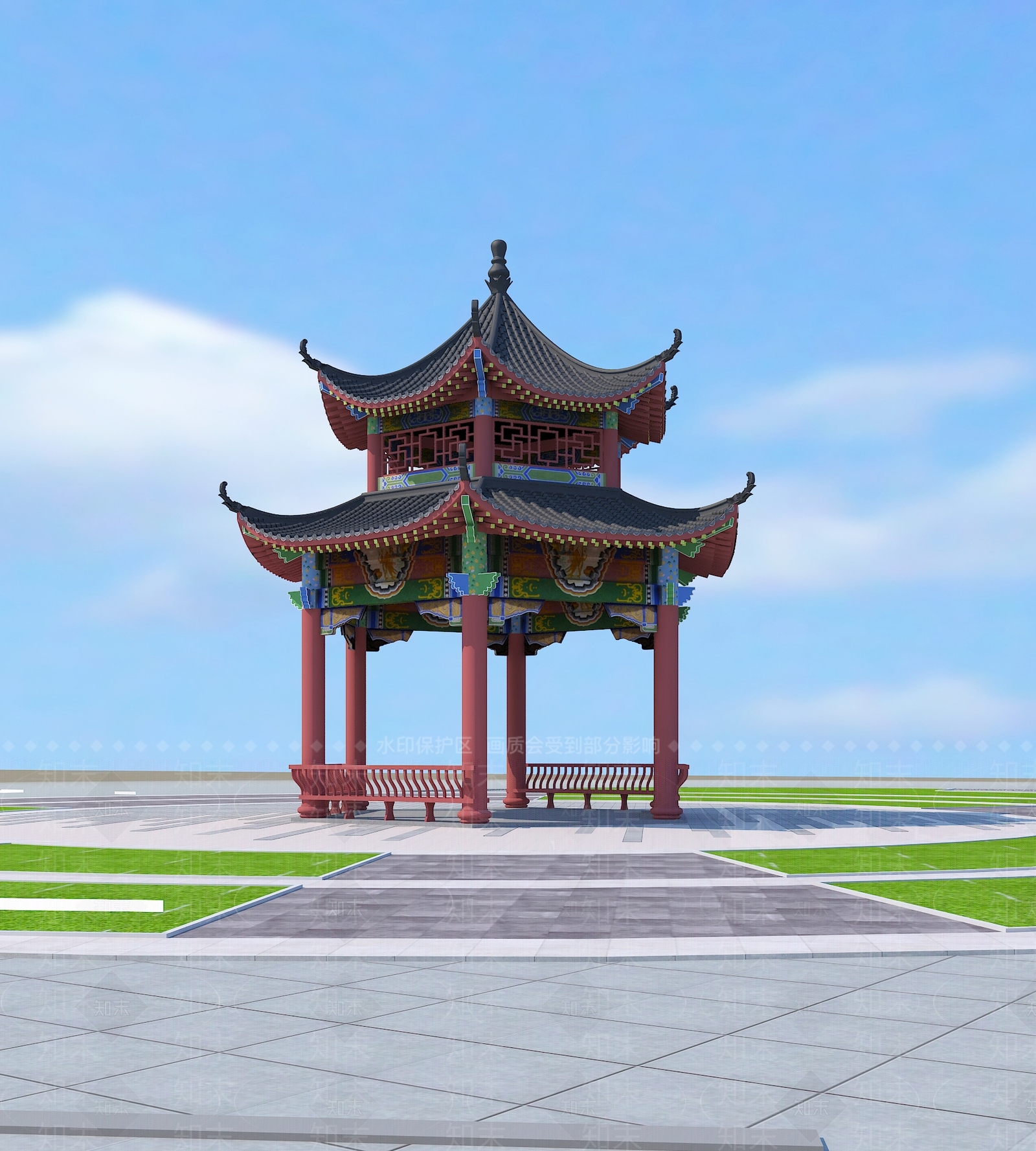 中式亭子3D模型下载【ID:1152507488】