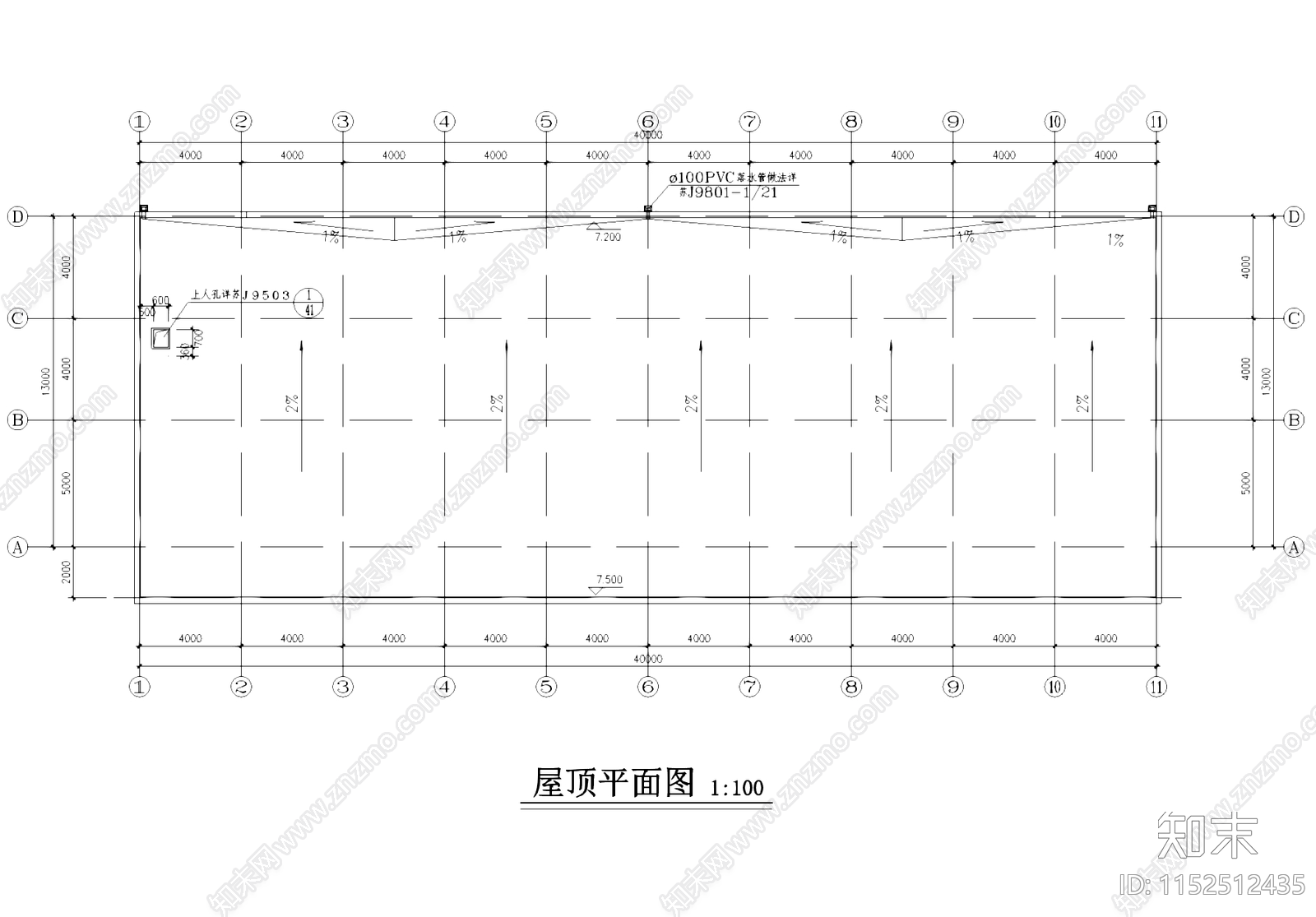 二层框架厂房车间工业建筑cad施工图下载【ID:1152512435】