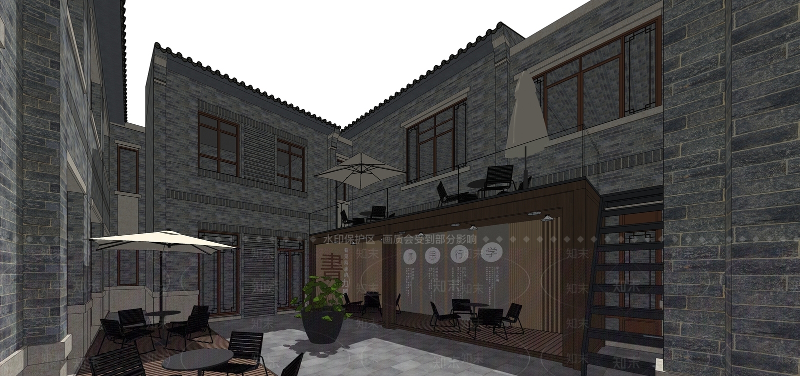 新中式休闲书屋SU模型下载【ID:1152514312】