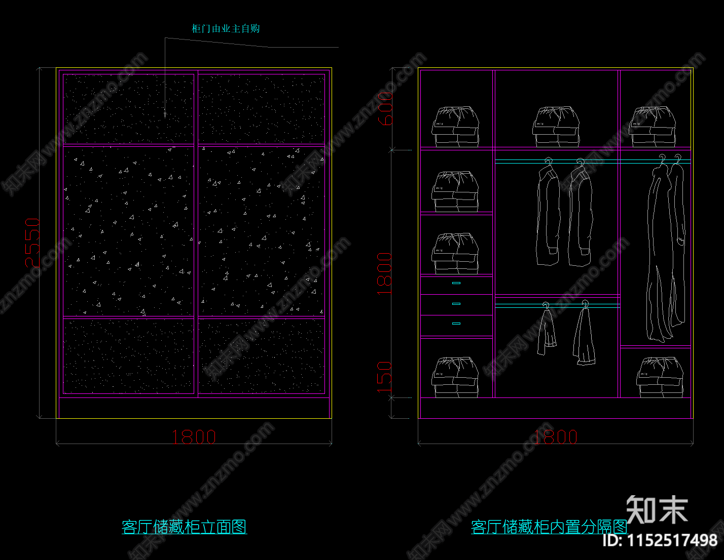 25款衣柜图库cad施工图下载【ID:1152517498】