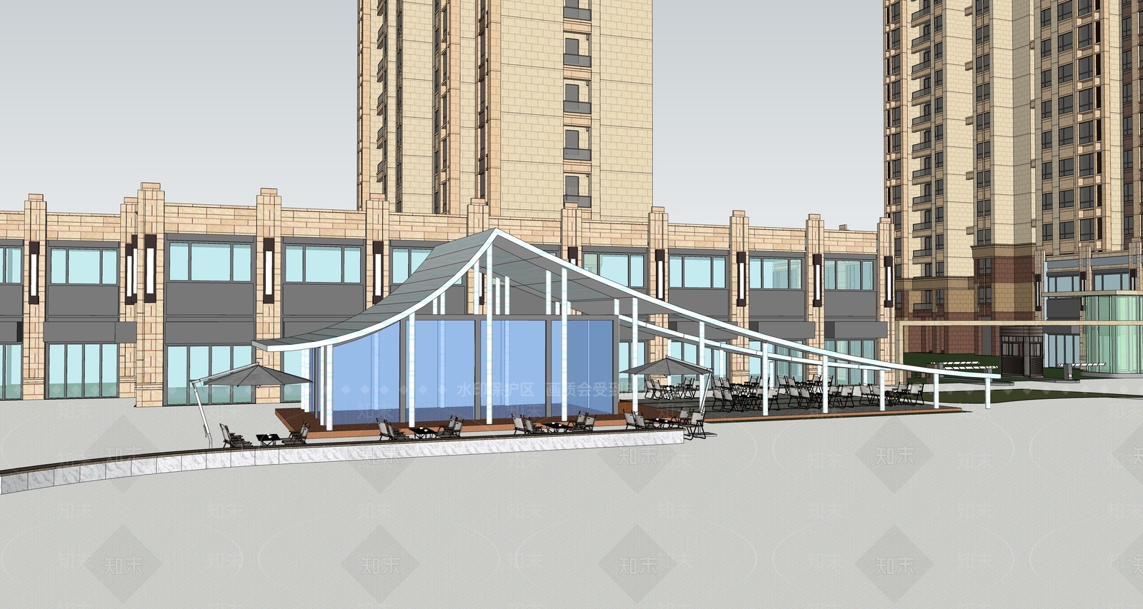 现代驿站建筑SU模型下载【ID:1152517598】