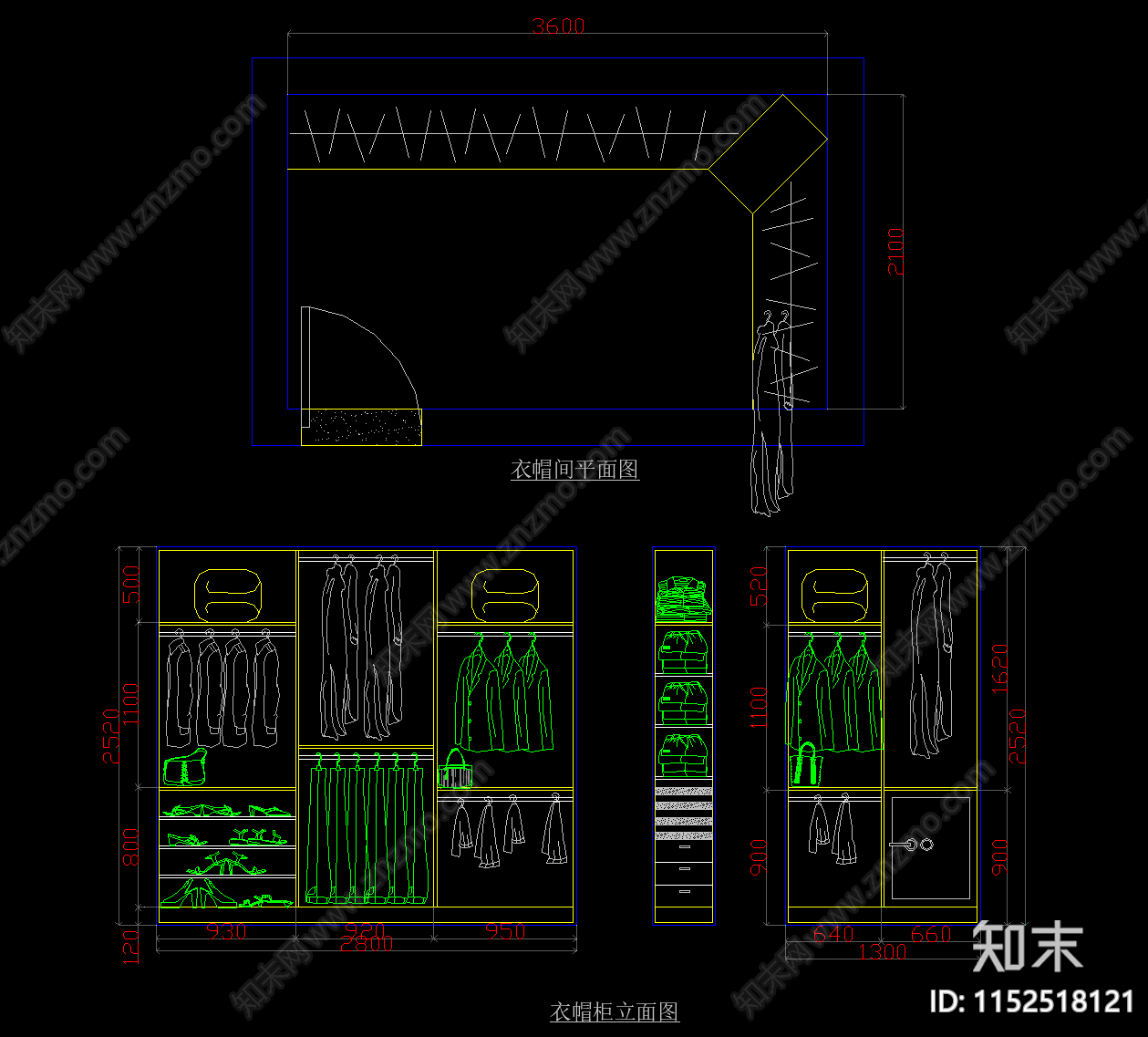 16款衣柜图库cad施工图下载【ID:1152518121】