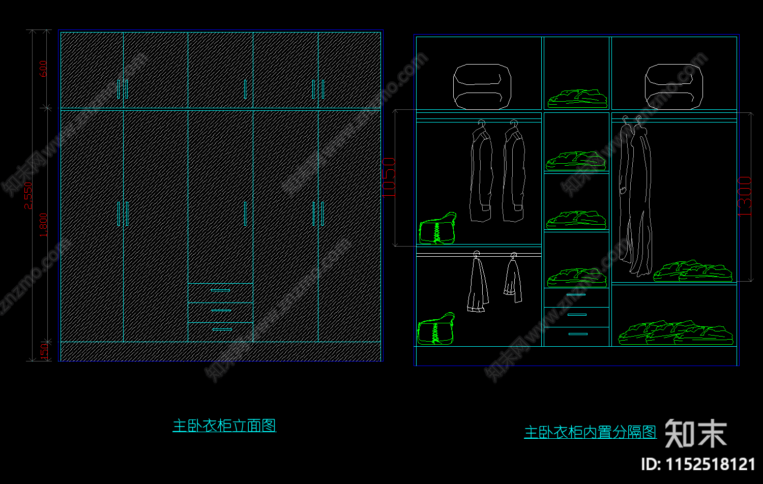 16款衣柜图库cad施工图下载【ID:1152518121】