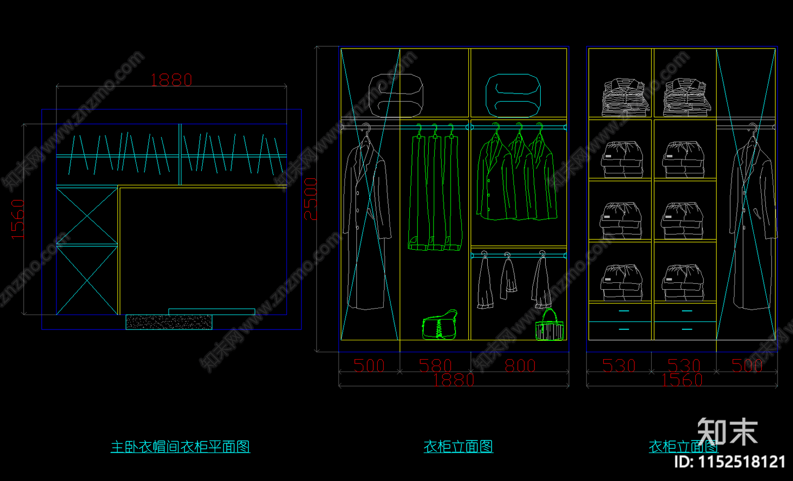 16款衣柜图库cad施工图下载【ID:1152518121】