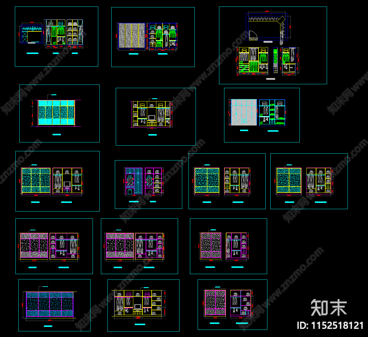 16款衣柜图库cad施工图下载【ID:1152518121】