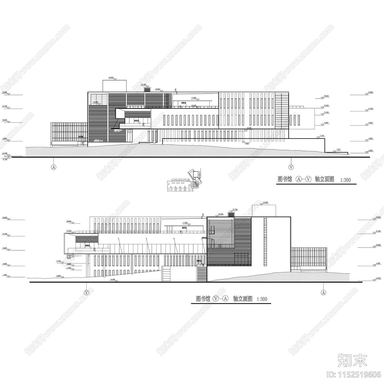 图书馆大楼建筑方案设计cad施工图下载【ID:1152519606】