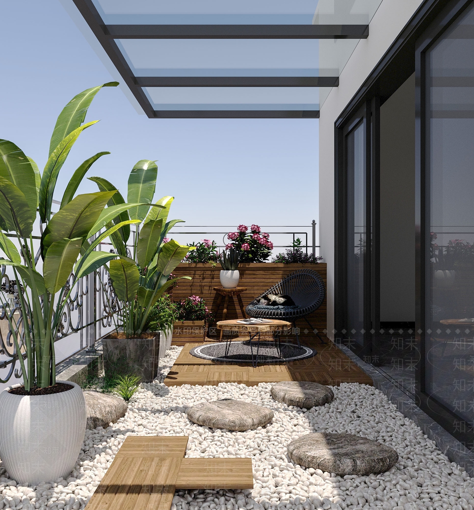 现代家居阳台3D模型下载【ID:1152524813】