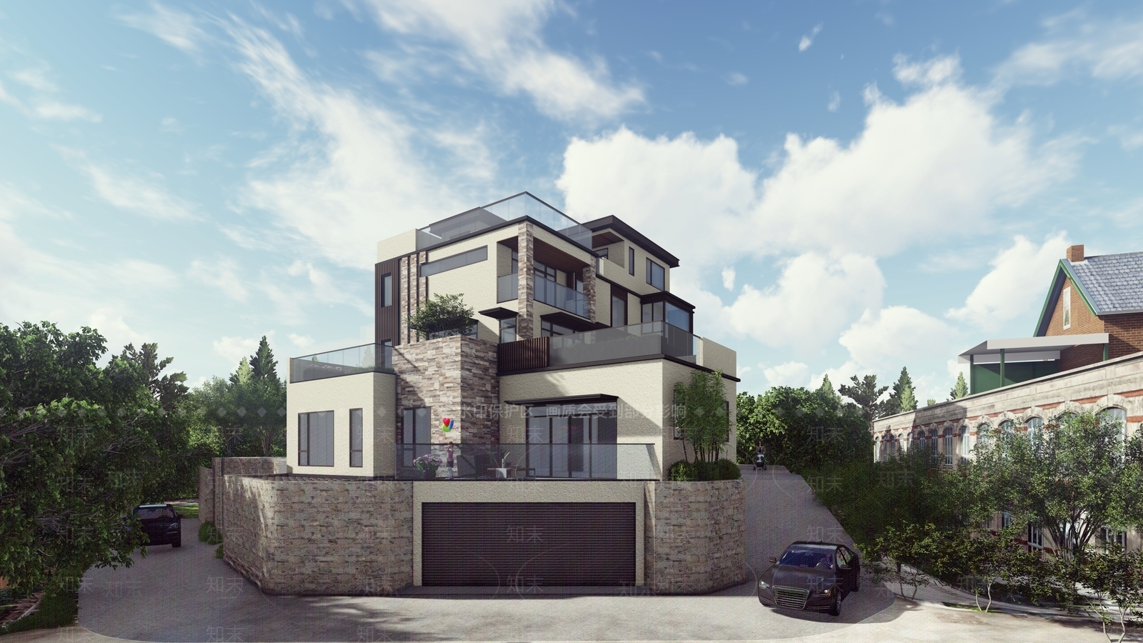 现代山地别墅SU模型下载【ID:1152527271】