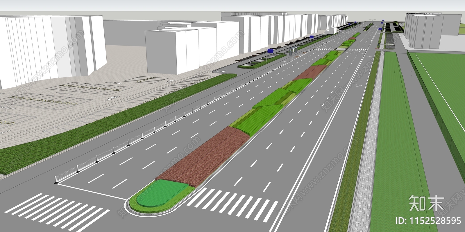 现代市政道路SU模型下载【ID:1152528595】