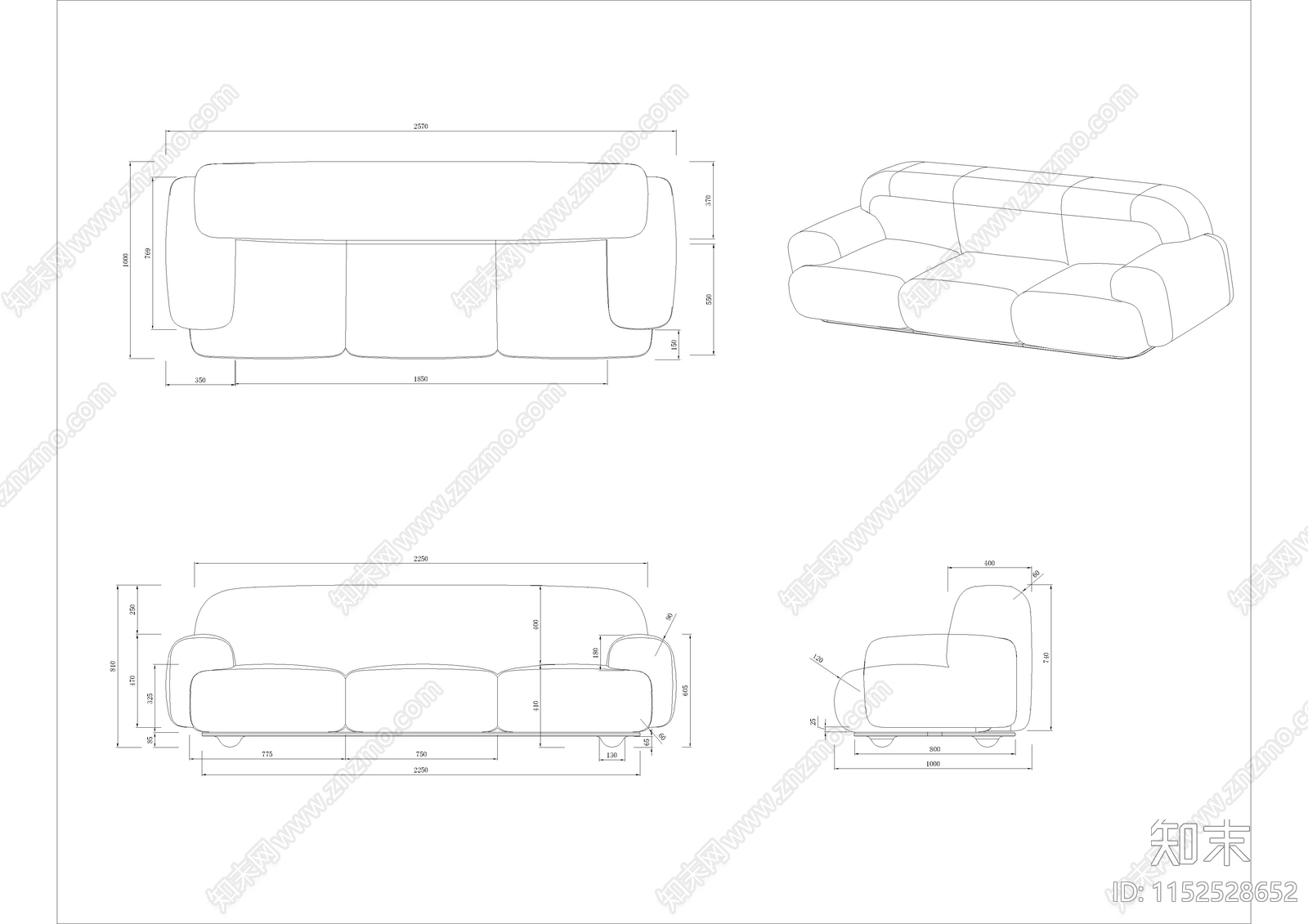 广展椅子沙发cad施工图下载【ID:1152528652】