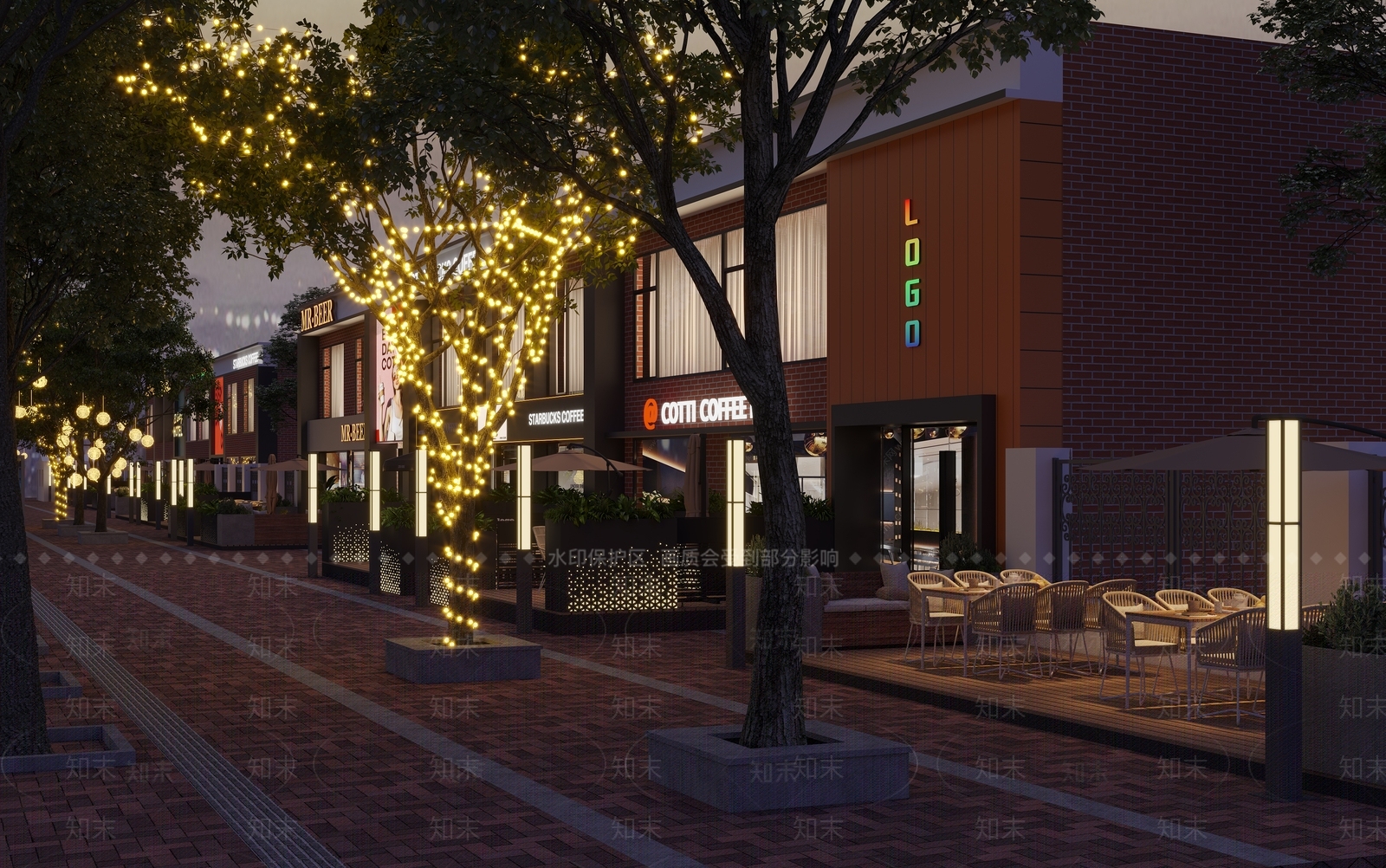 现代商业街3D模型下载【ID:1152529078】