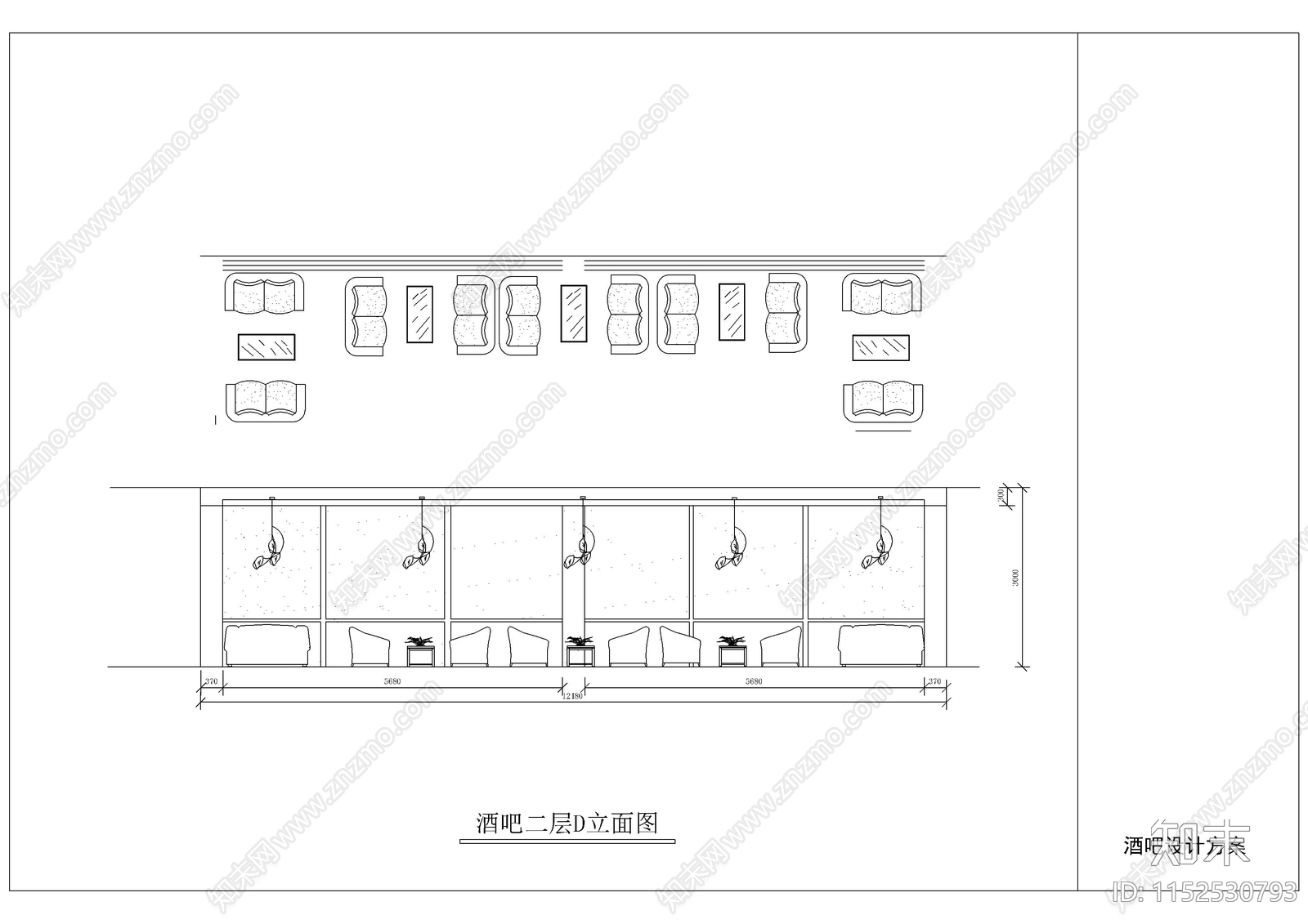 现代酒吧设计方案cad施工图下载【ID:1152530793】