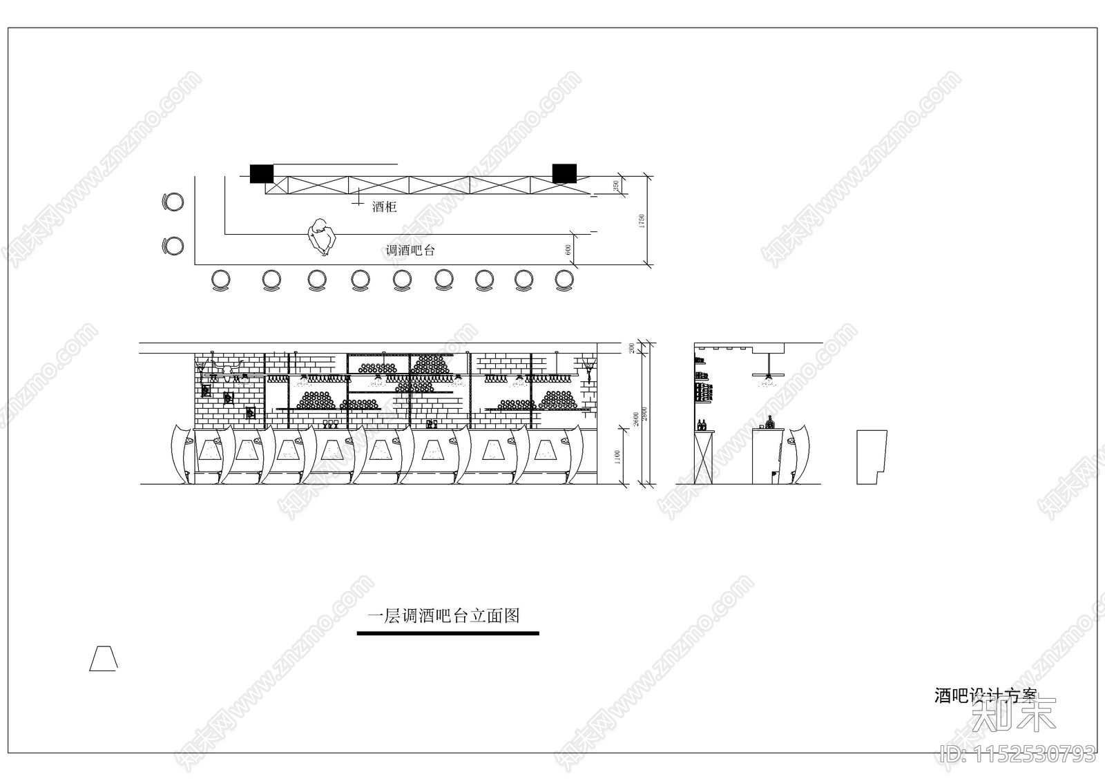 现代酒吧设计方案cad施工图下载【ID:1152530793】